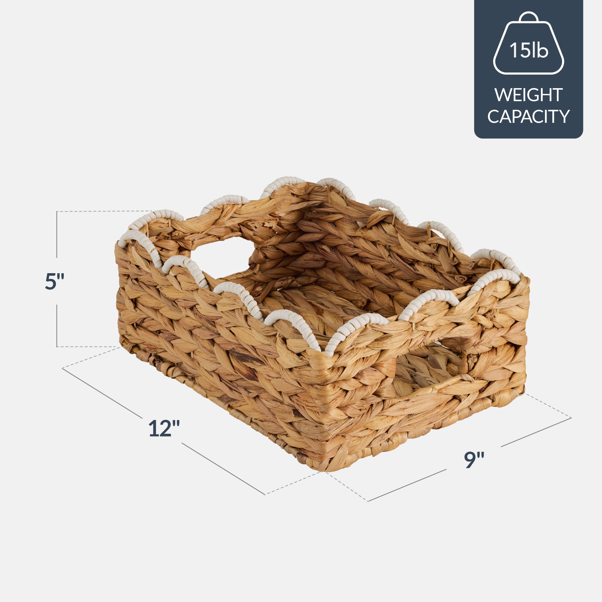9x12 Scalloped Shelf Basket Pantry Bins 4 Pack