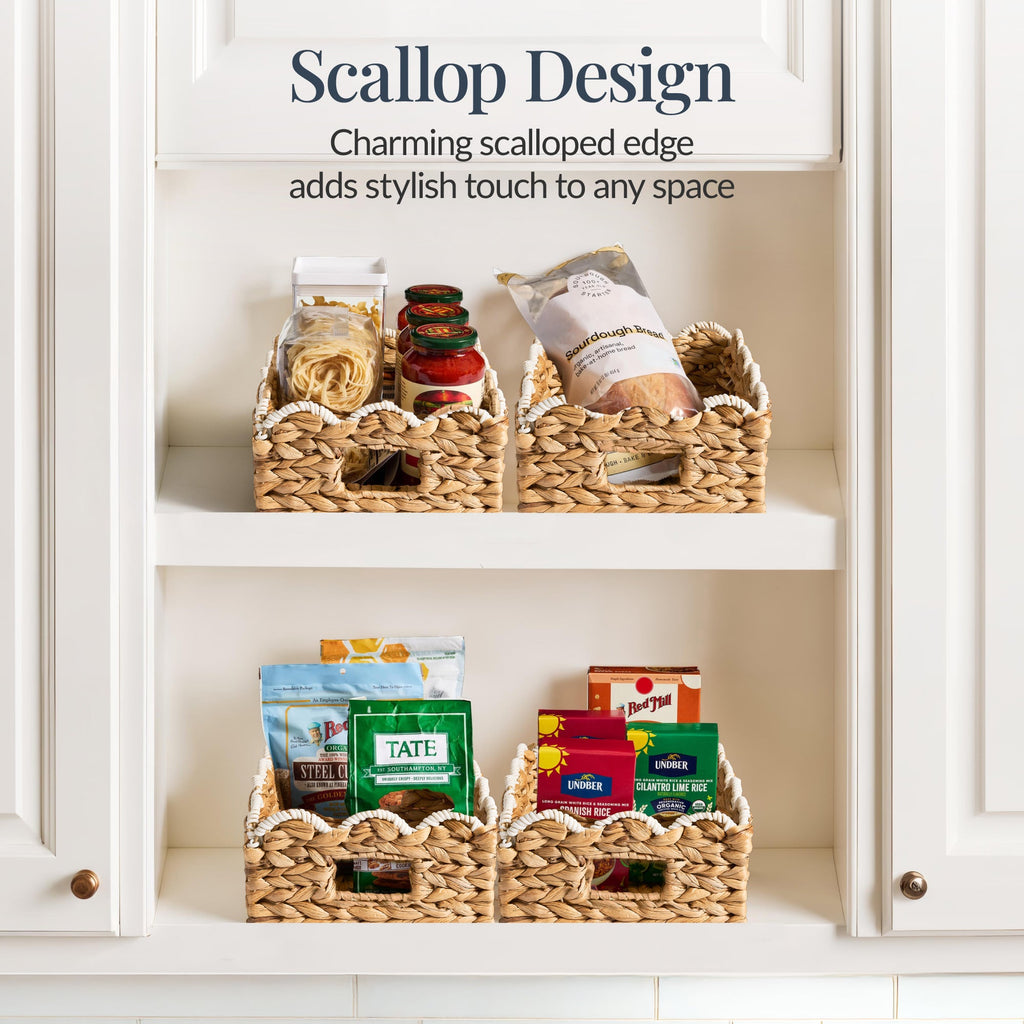 9x12 Scalloped Shelf Basket Pantry Bins 4 Pack