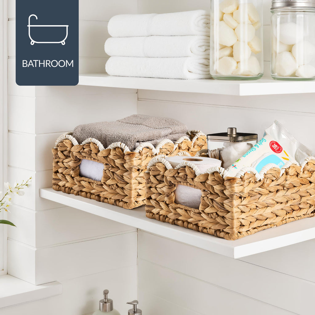 9x12 Scalloped Shelf Basket Pantry Bins 4 Pack