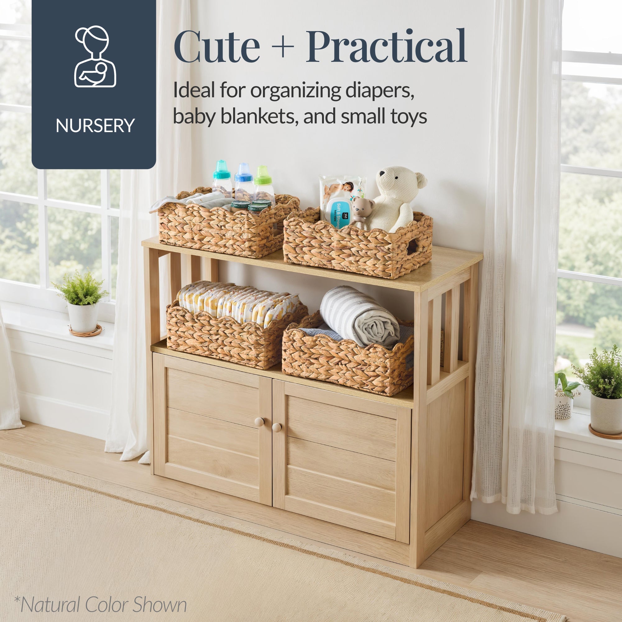 9x12 Scalloped Shelf Basket Pantry Bins 4 Pack