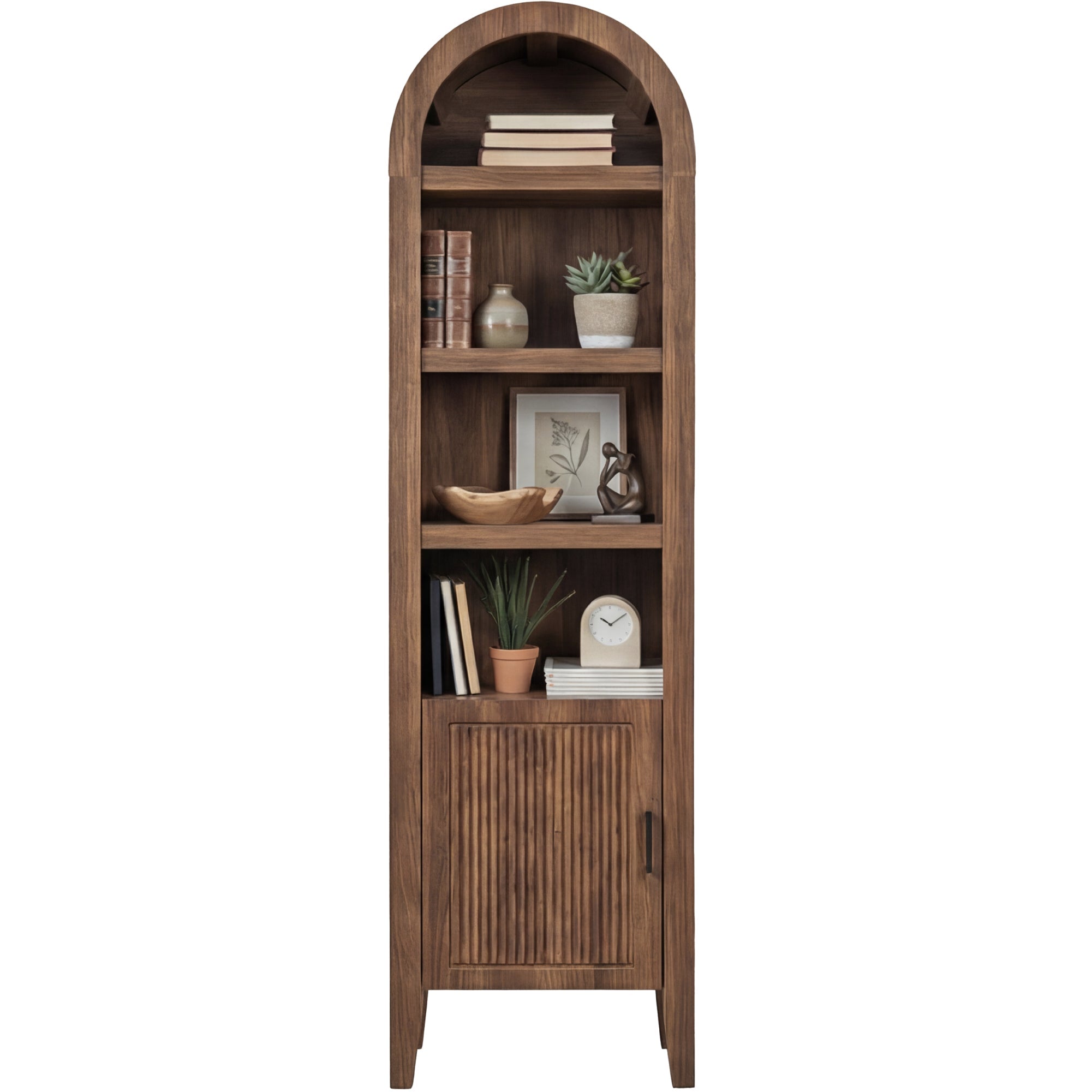 72\" Tall Narrow Arched Pantry Cabinet w/ Door 4-Tier Storage Cabinet