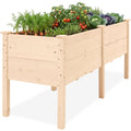 72\" x 24\" x 30\" Raised Wooden Garden Bed w/16\" Depth Elevated Wood Planter