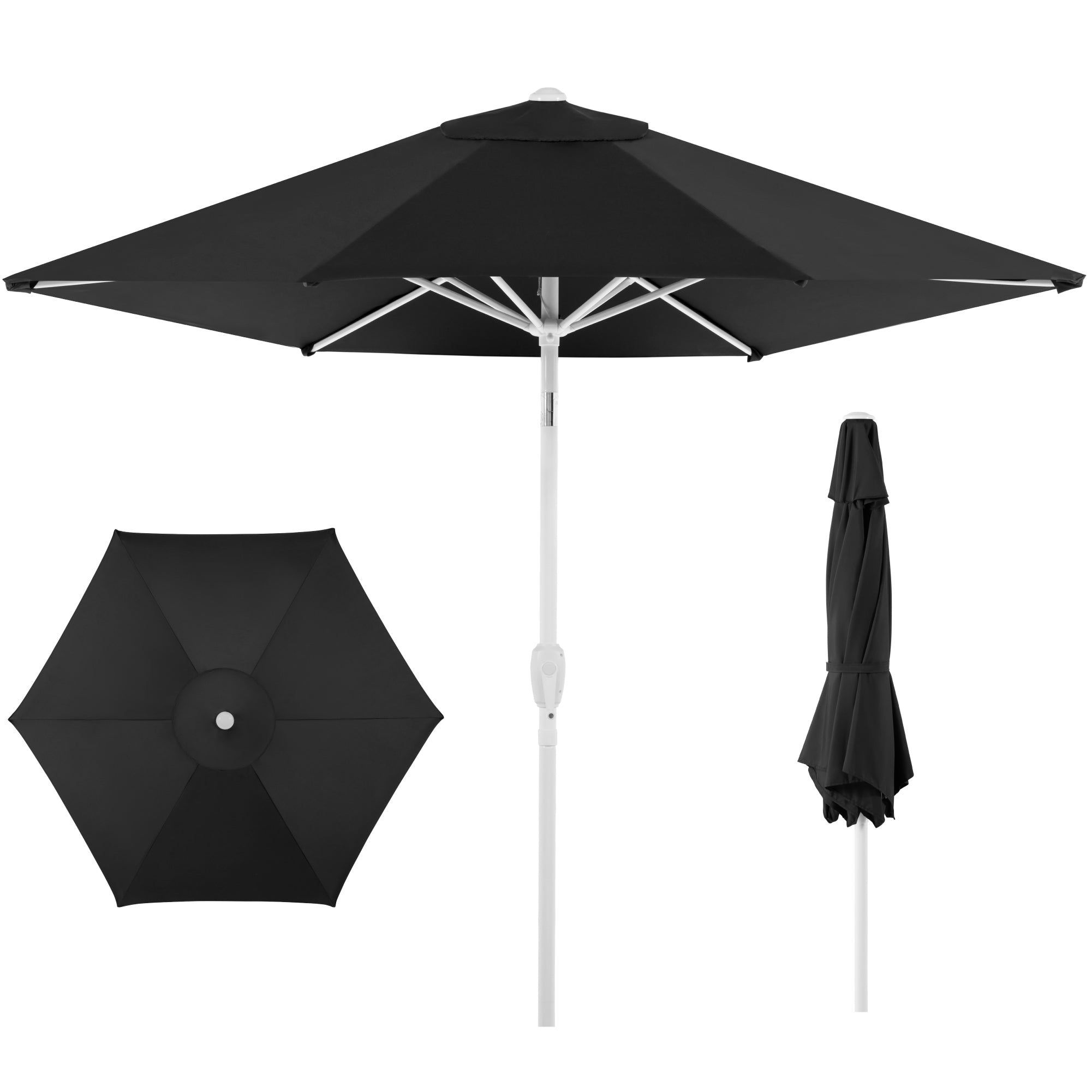 7.5ft Patio Market Umbrella with White Pole Push Button Tilt and Crank Lift