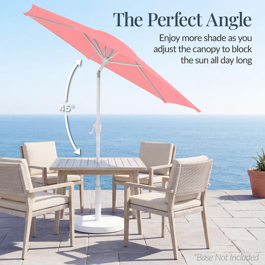 7.5ft Patio Market Umbrella with White Pole Push Button Tilt and Crank Lift