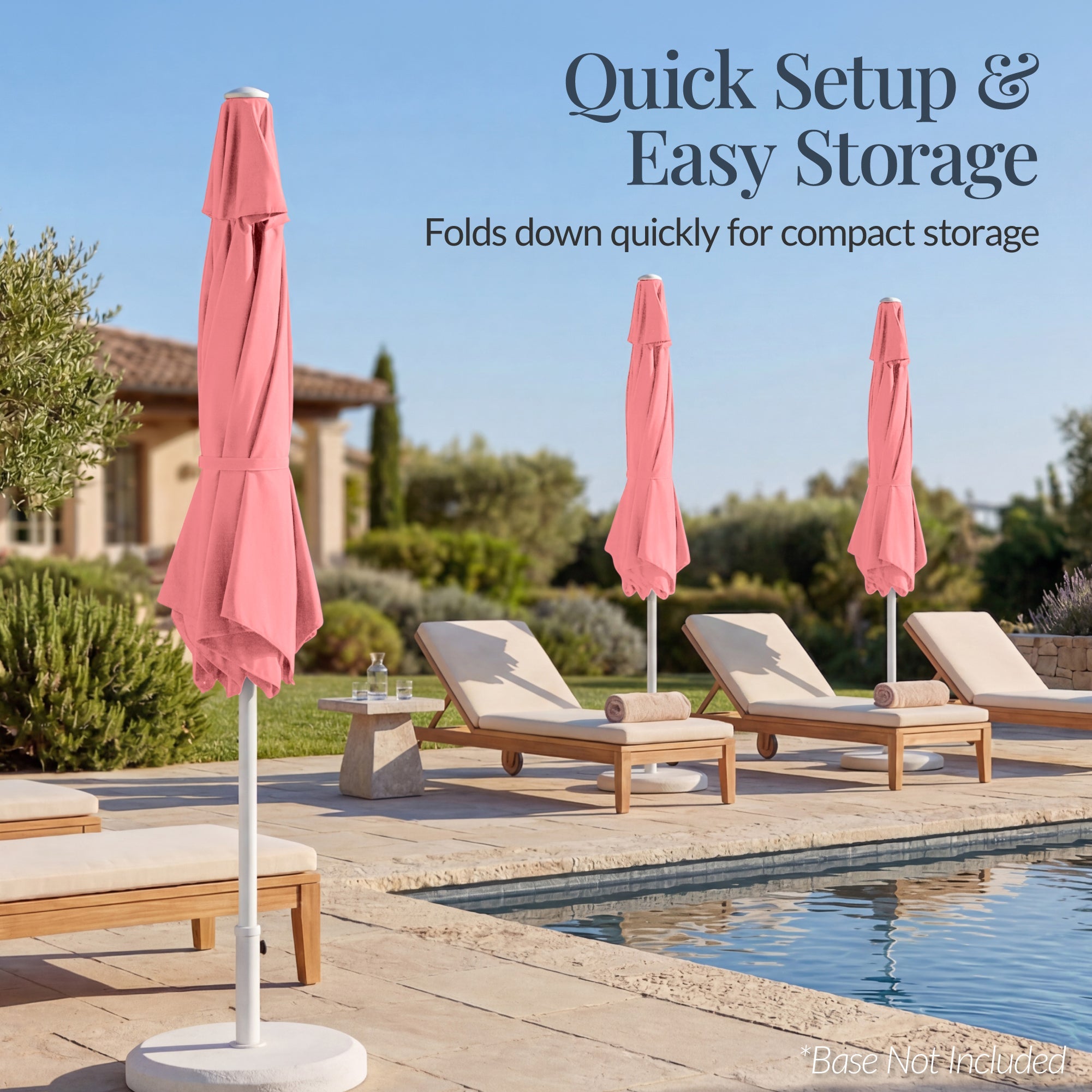 7.5ft Patio Market Umbrella with White Pole Push Button Tilt and Crank Lift