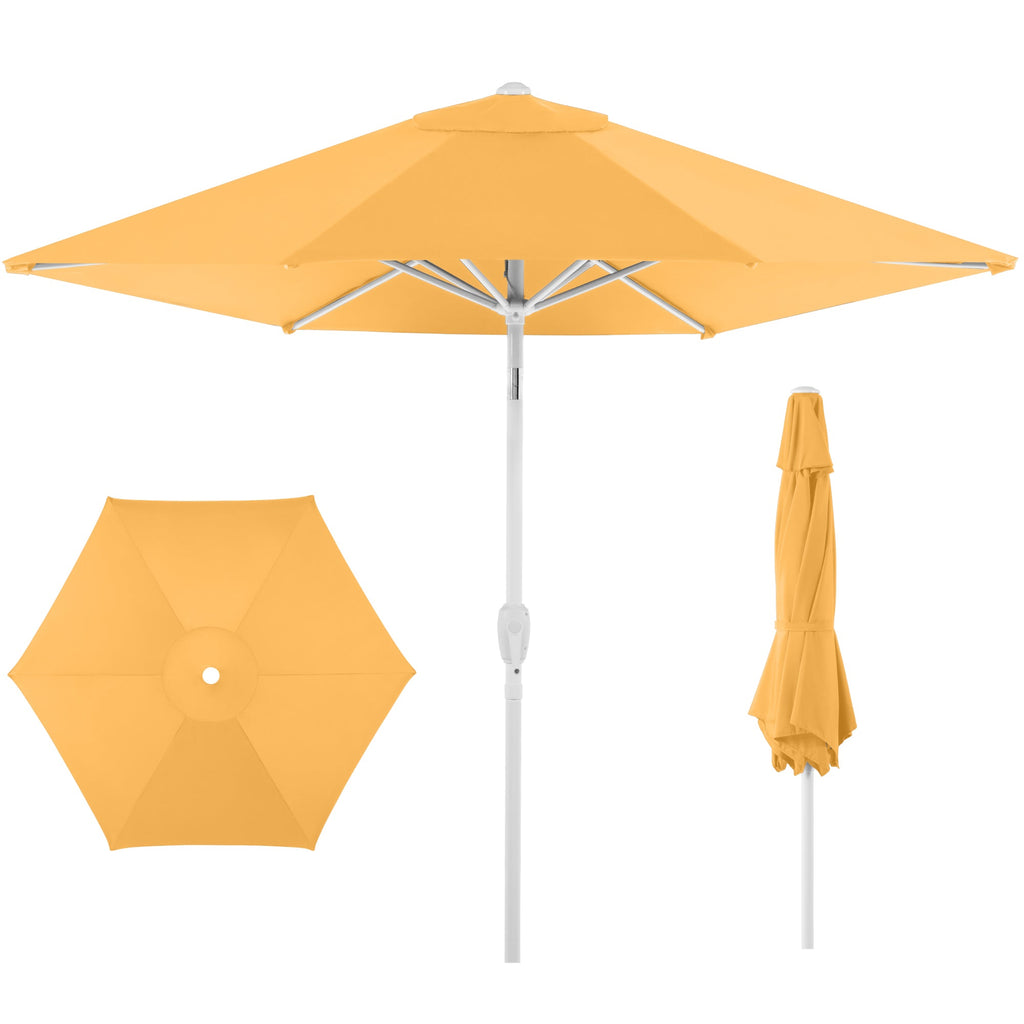 7.5ft Patio Market Umbrella with White Pole Push Button Tilt and Crank Lift