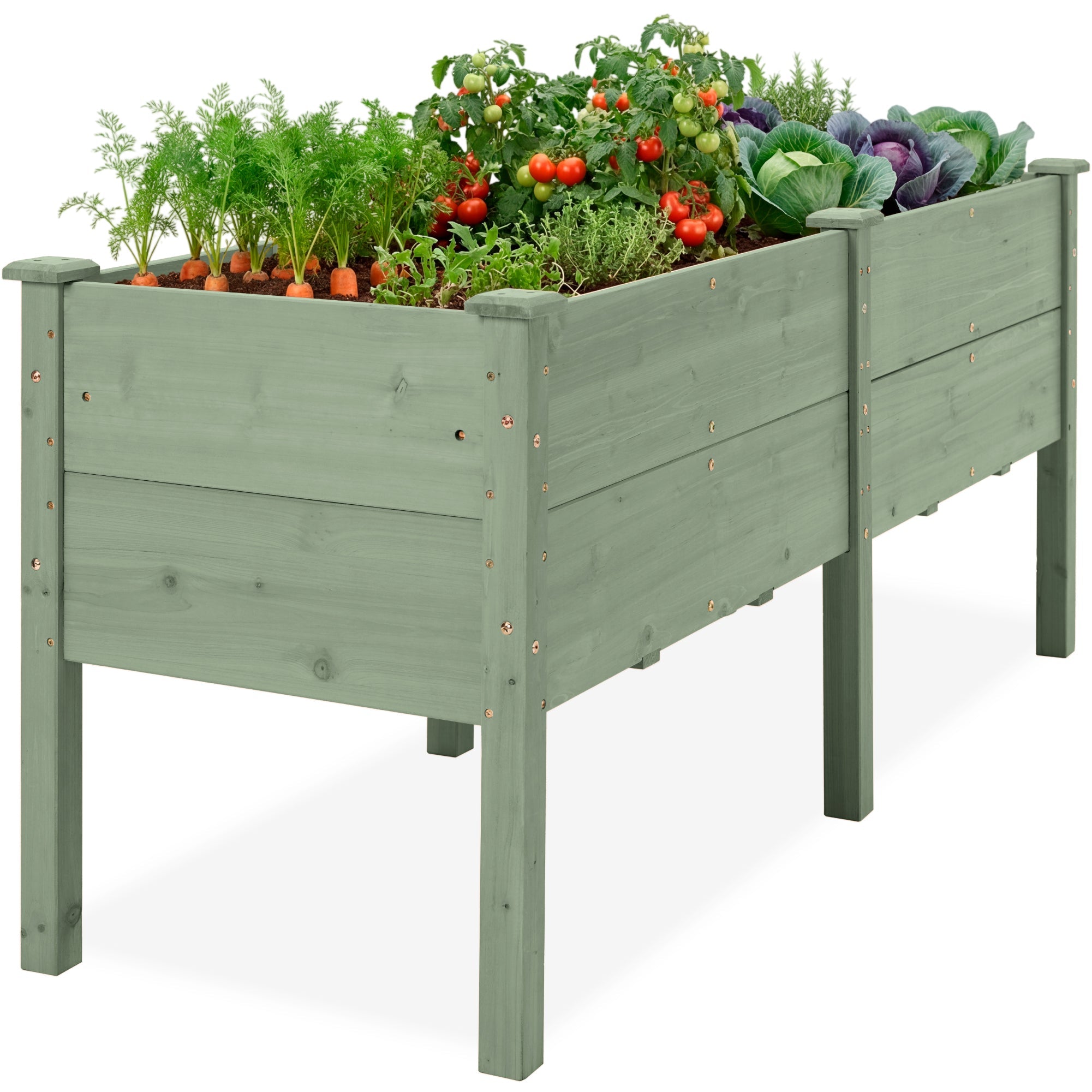 72\" x 24\" x 30\" Raised Wooden Garden Bed w/16\" Depth Elevated Wood Planter