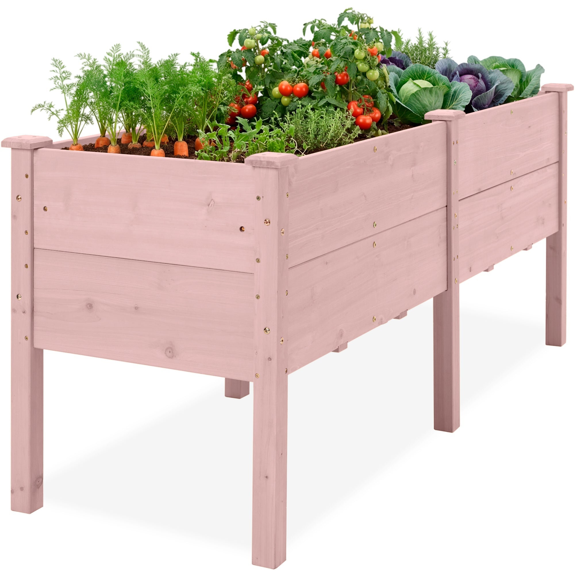72\" x 24\" x 30\" Raised Wooden Garden Bed w/16\" Depth Elevated Wood Planter