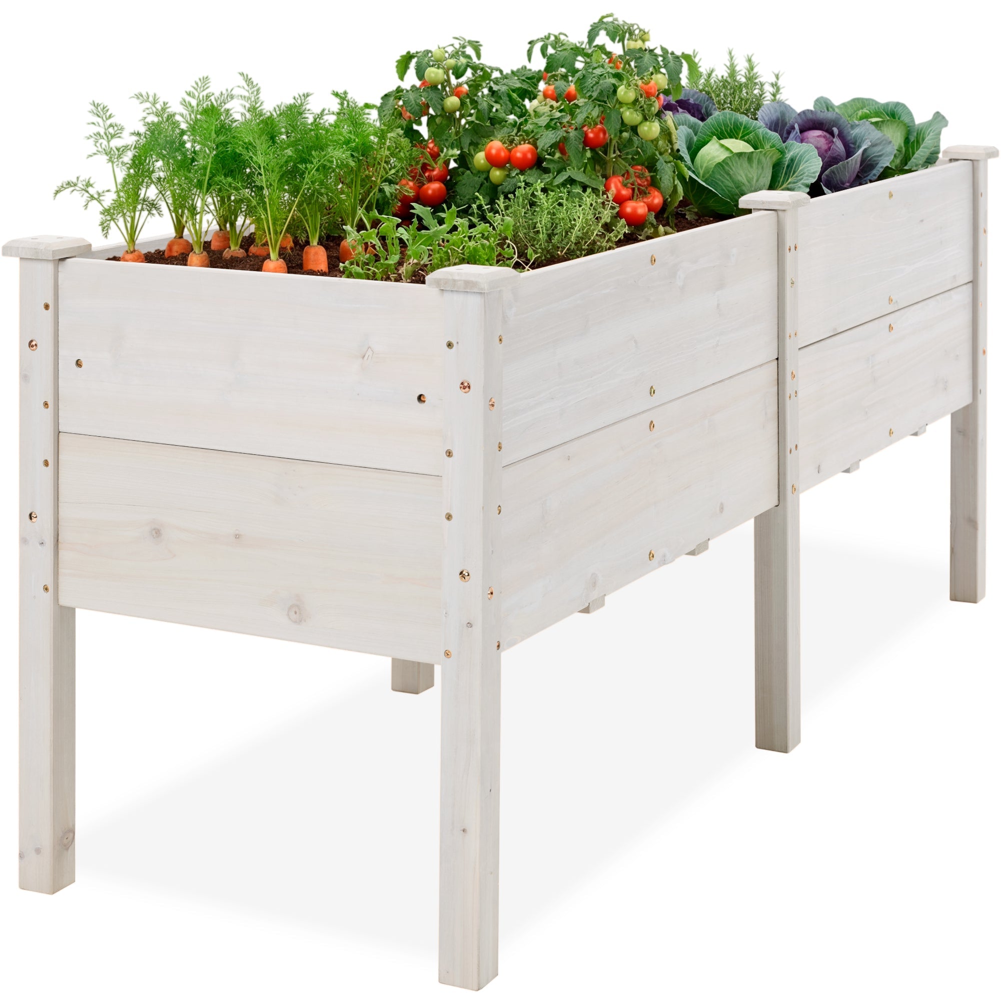 72\" x 24\" x 30\" Raised Wooden Garden Bed w/16\" Depth Elevated Wood Planter