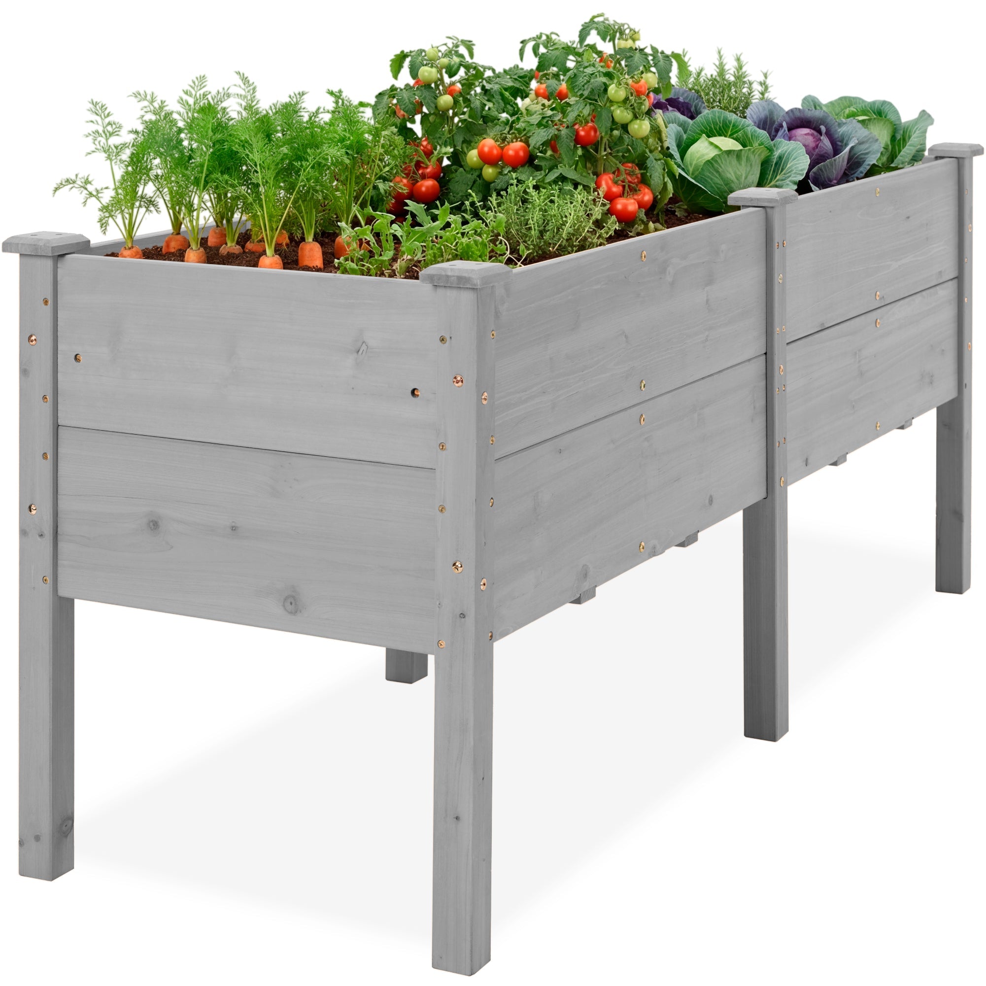 72\" x 24\" x 30\" Raised Wooden Garden Bed w/16\" Depth Elevated Wood Planter