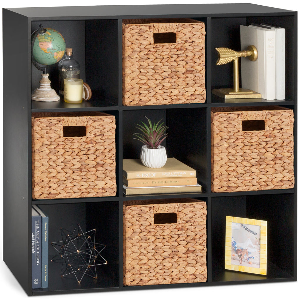 9-Cube Bookshelf Storage Display w/ 3 Removable Panels Customizable Design