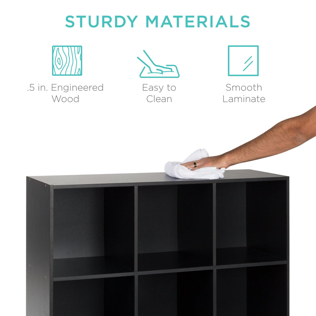 9-Cube Bookshelf Storage Display w/ 3 Removable Panels Customizable Design