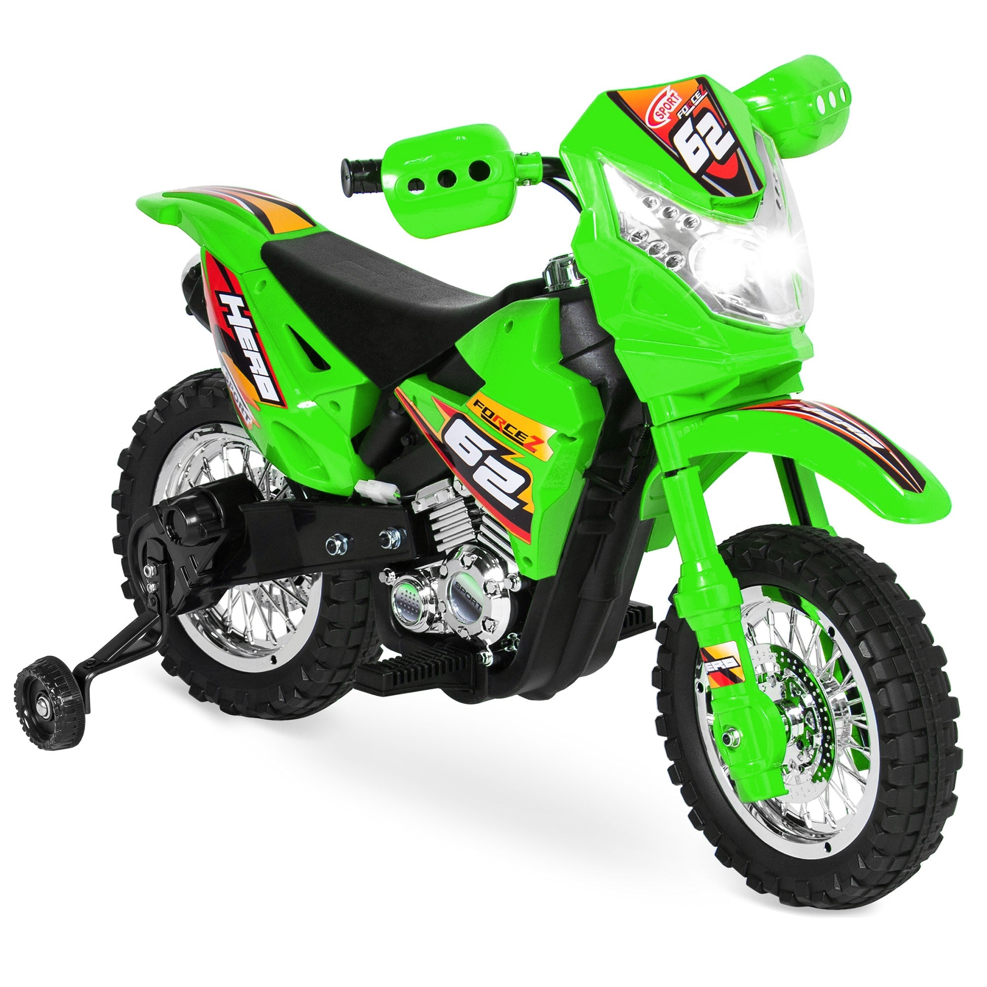 6V Kids Electric Ride-On Motorcycle Toy w/ Training Wheels Lights Music