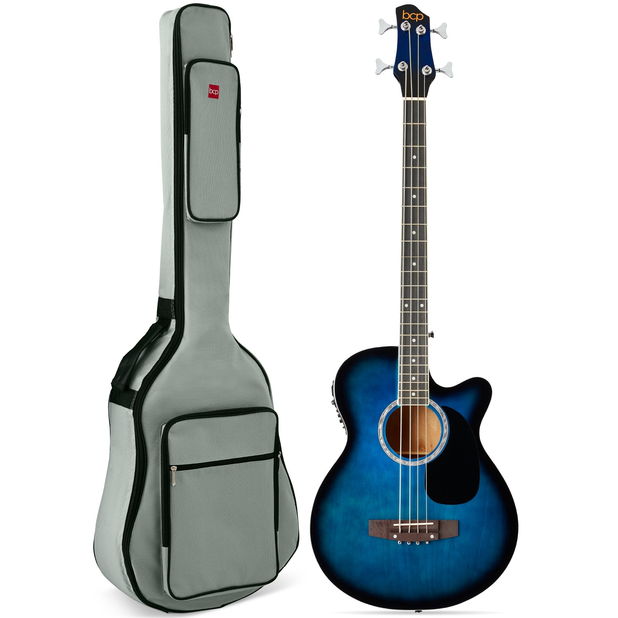 Acoustic Electric Bass Guitar w/ Equalizer Truss Rod Padded Gig Bag
