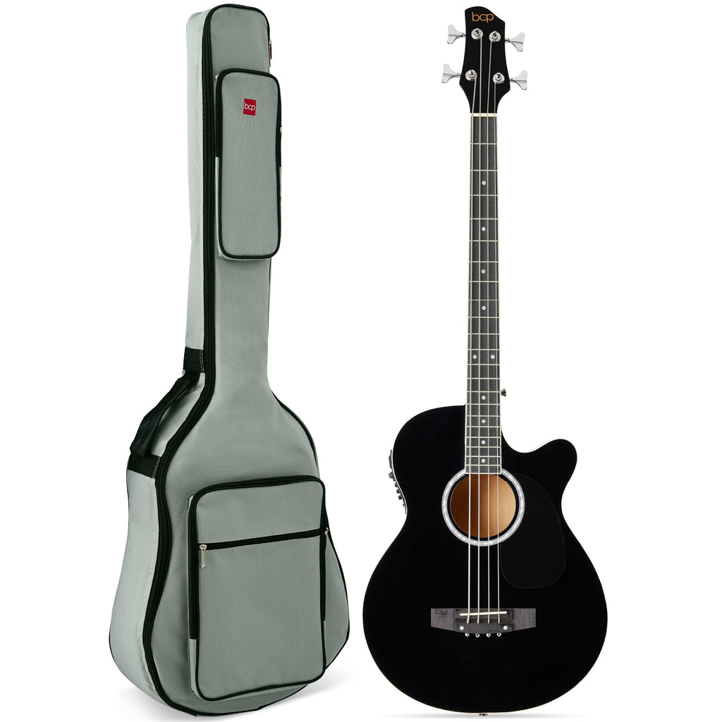 Acoustic Electric Bass Guitar w/ Equalizer Truss Rod Padded Gig Bag