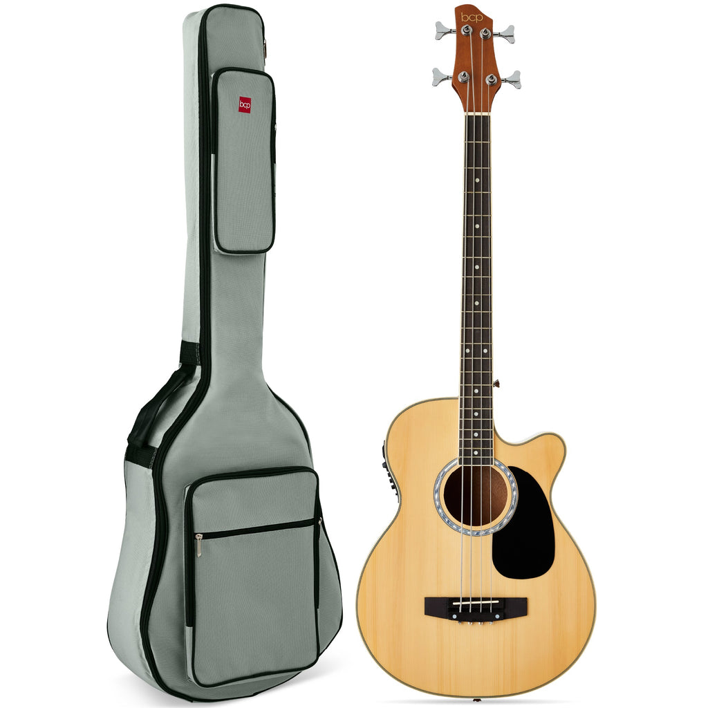 Acoustic Electric Bass Guitar w/ Equalizer Truss Rod Padded Gig Bag