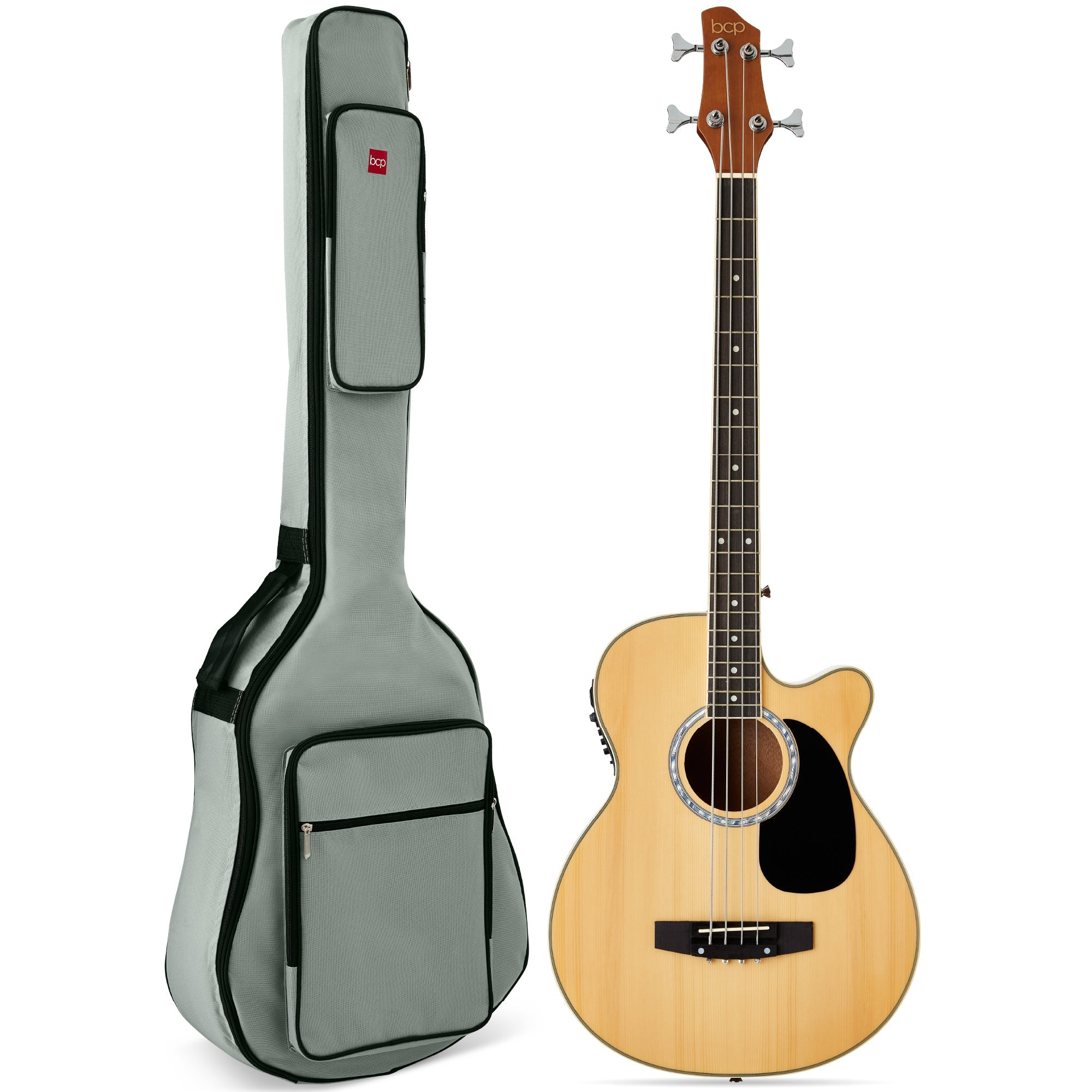 Acoustic Electric Bass Guitar w/ Equalizer Truss Rod Padded Gig Bag