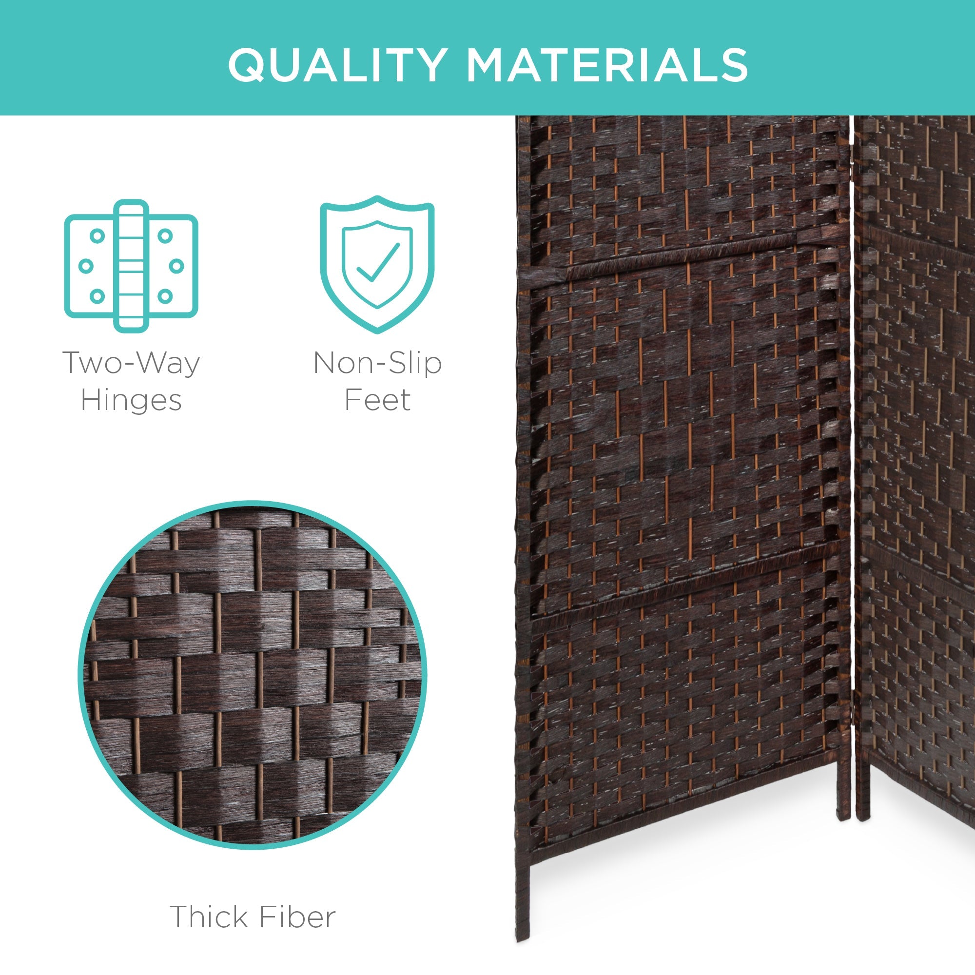 6ft Tall Room Divider 6-Panel Diamond Weave Folding Privacy Screen