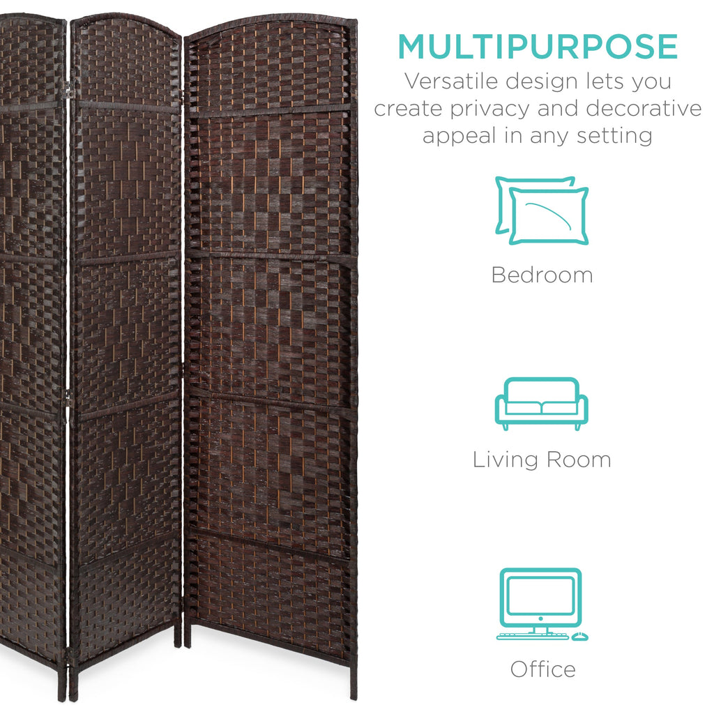 6ft Tall Room Divider 6-Panel Diamond Weave Folding Privacy Screen