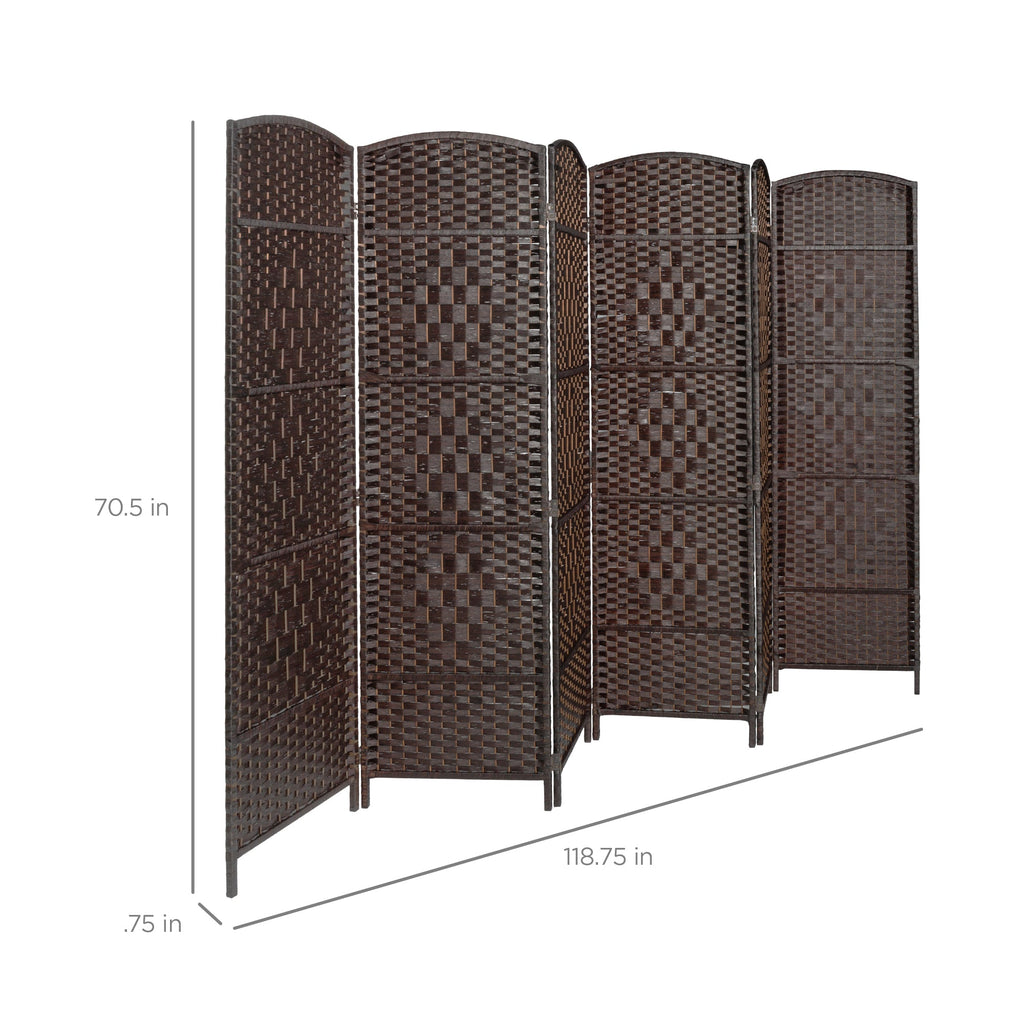 6ft Tall Room Divider 6-Panel Diamond Weave Folding Privacy Screen