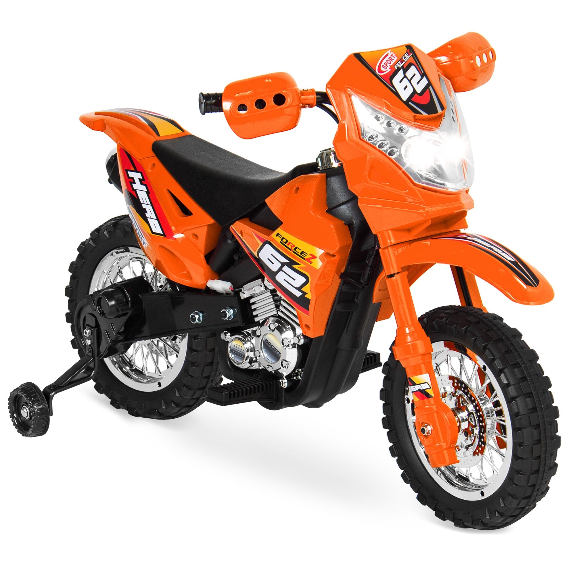 6V Kids Electric Ride-On Motorcycle Toy w/ Training Wheels Lights Music