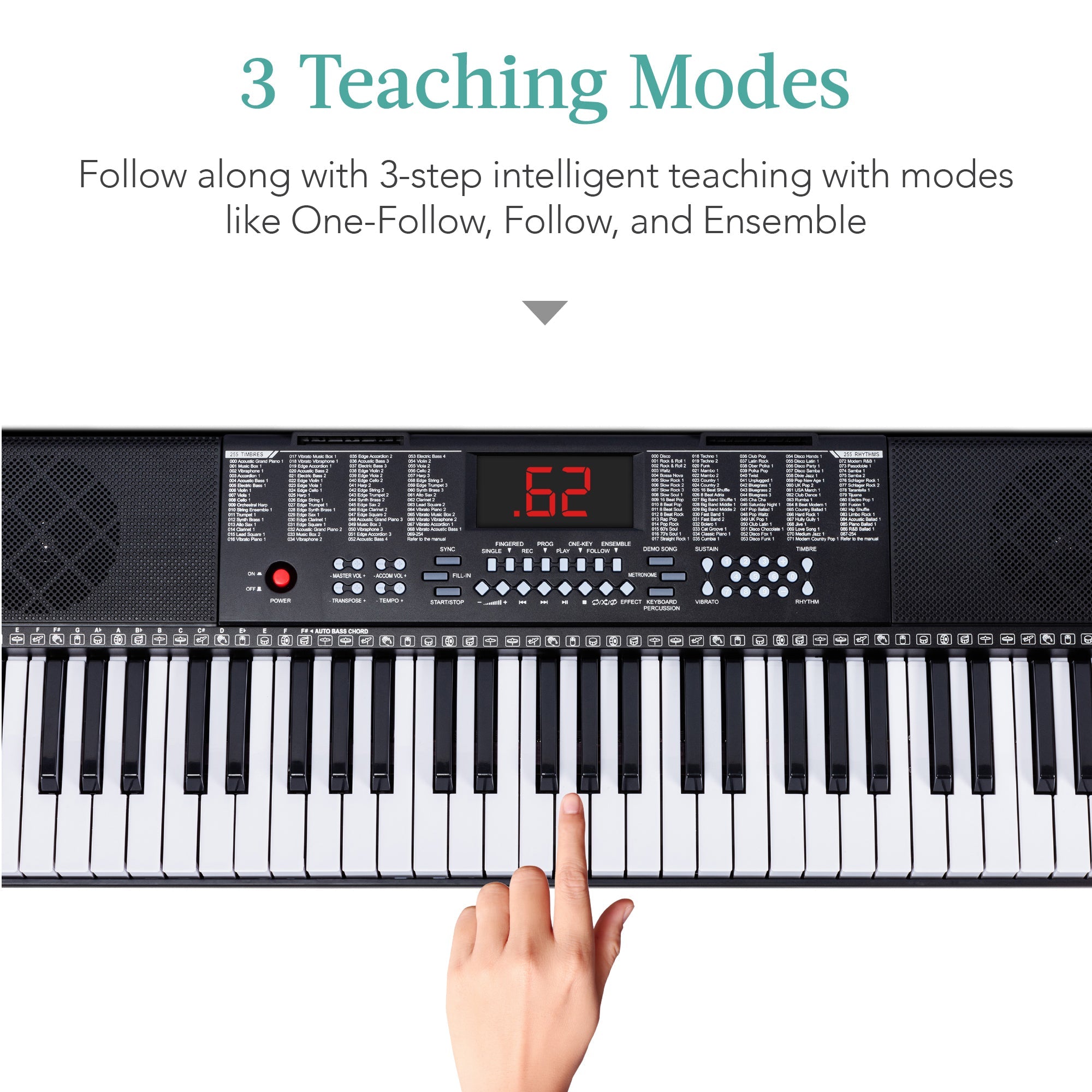 61-Key Beginners Electronic Keyboard Piano Set w/ 3 Modes Microphone