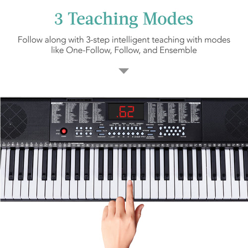 61-Key Beginners Electronic Keyboard Piano Set w/ 3 Modes Microphone