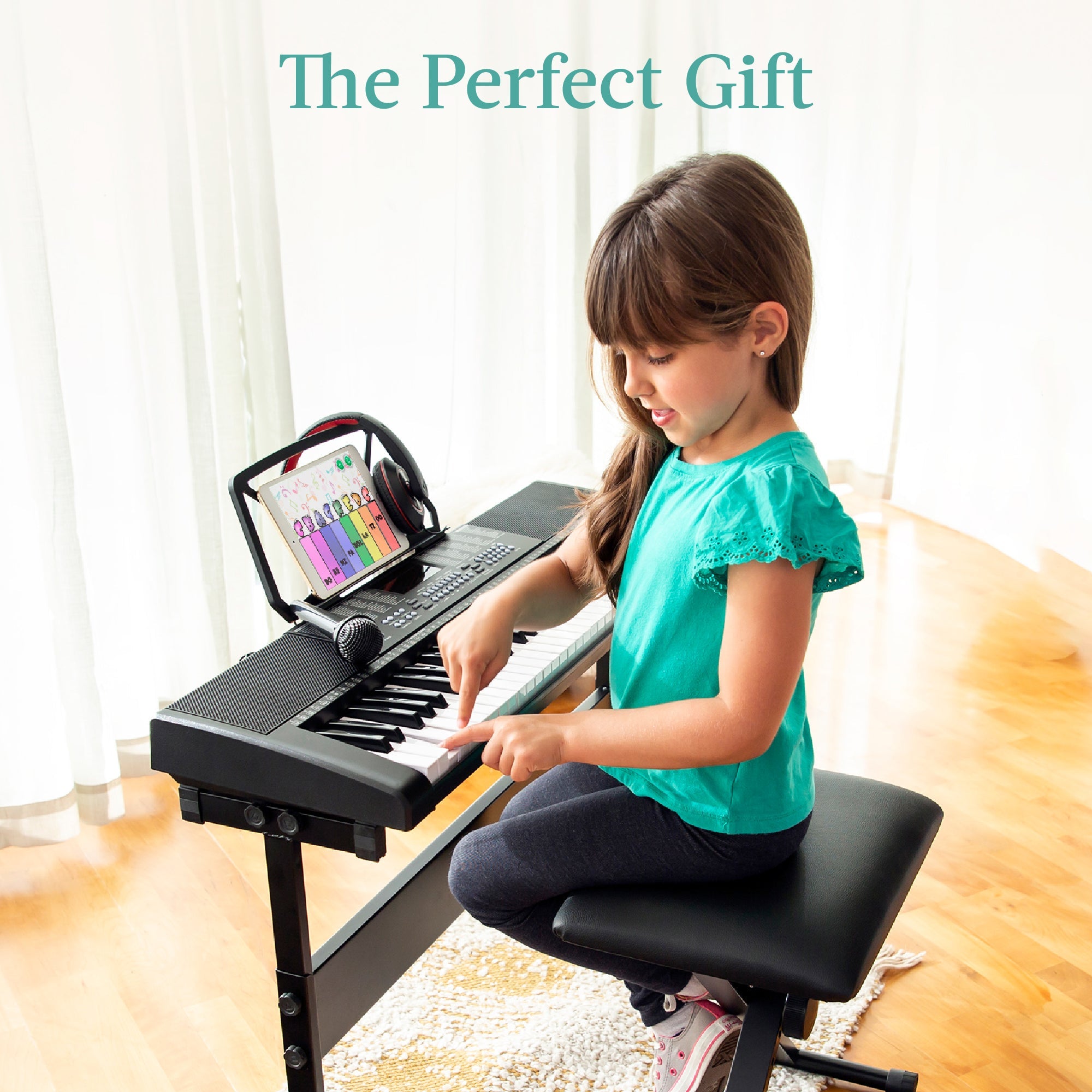 61-Key Beginners Electronic Keyboard Piano Set w/ 3 Modes Microphone