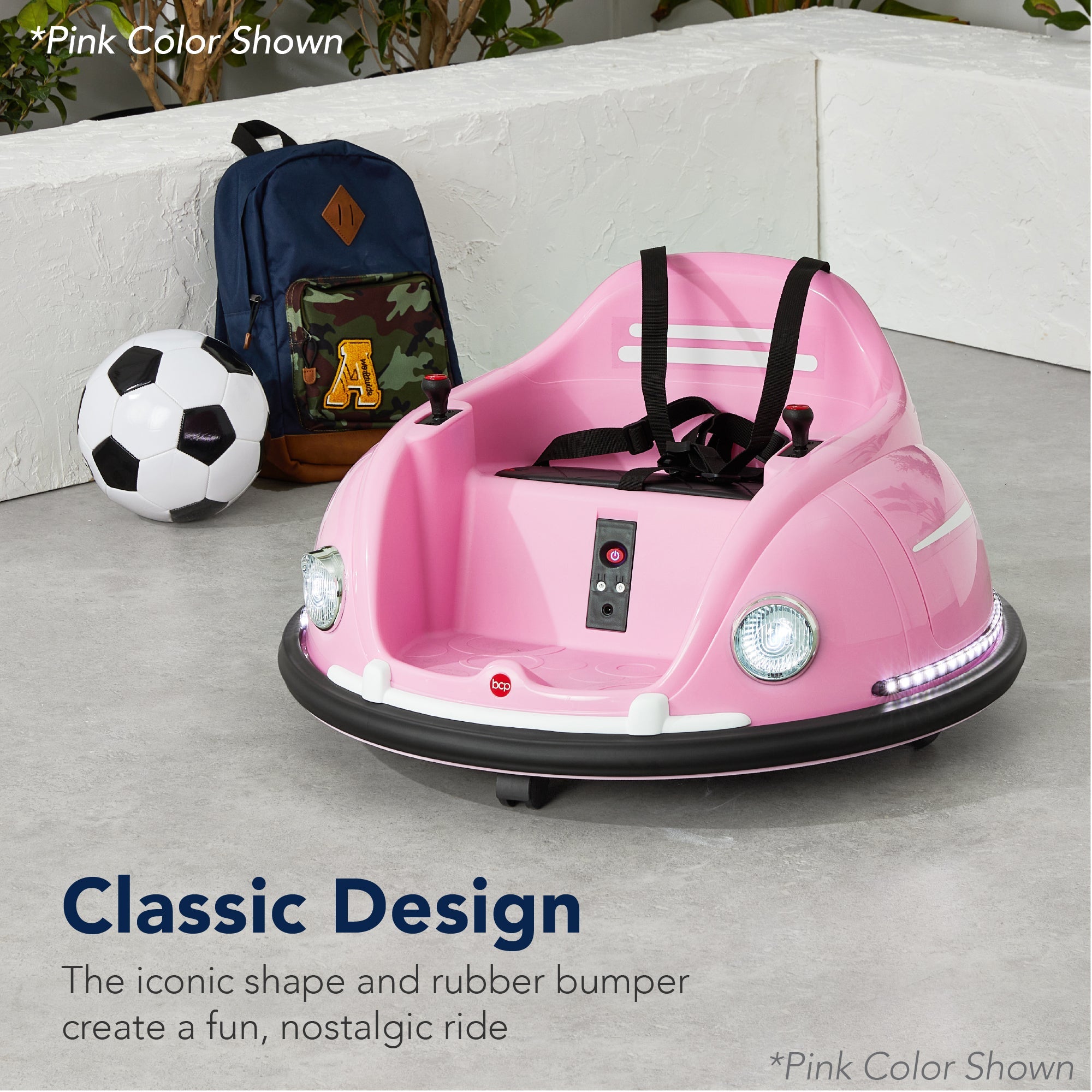 6V Kids Ride On Bumper Car Toy w/ Remote Harness Lights 360 Degree Spin