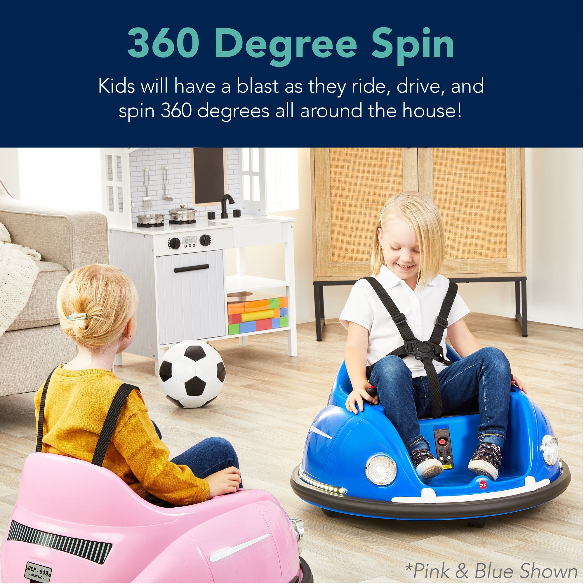 6V Kids Ride On Bumper Car Toy w/ Remote Harness Lights 360 Degree Spin