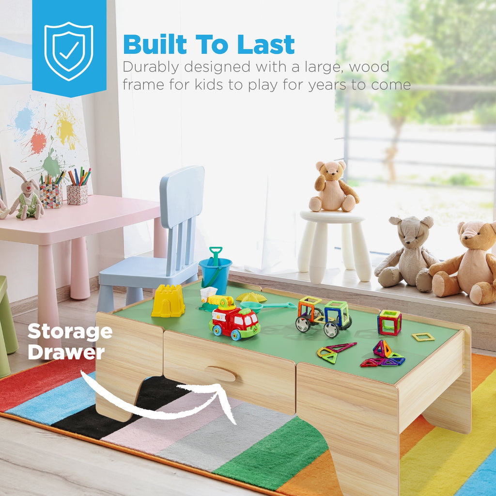 70-Piece Train Table Large Multipurpose Playset w/ Reversible Table Top
