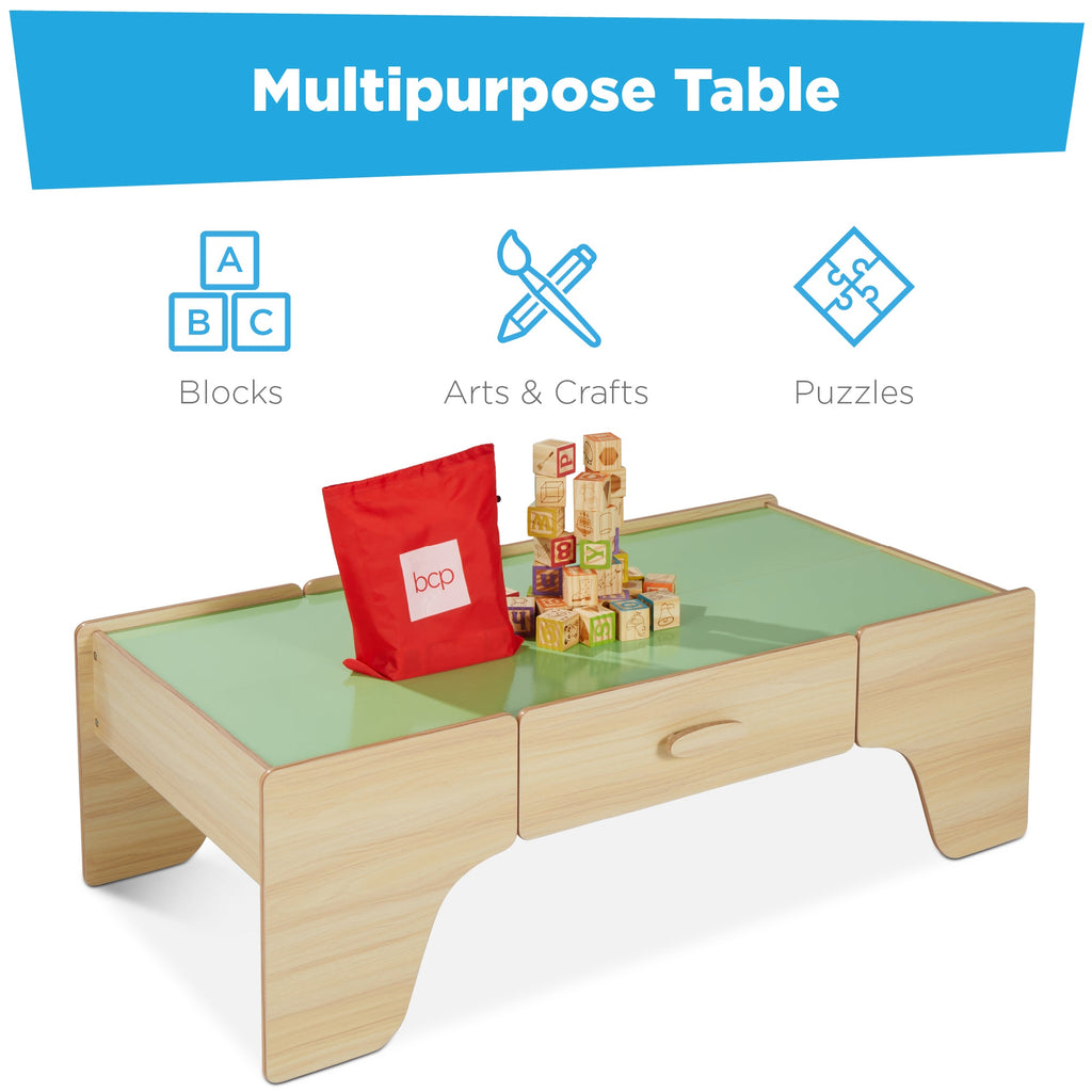 70-Piece Train Table Large Multipurpose Playset w/ Reversible Table Top