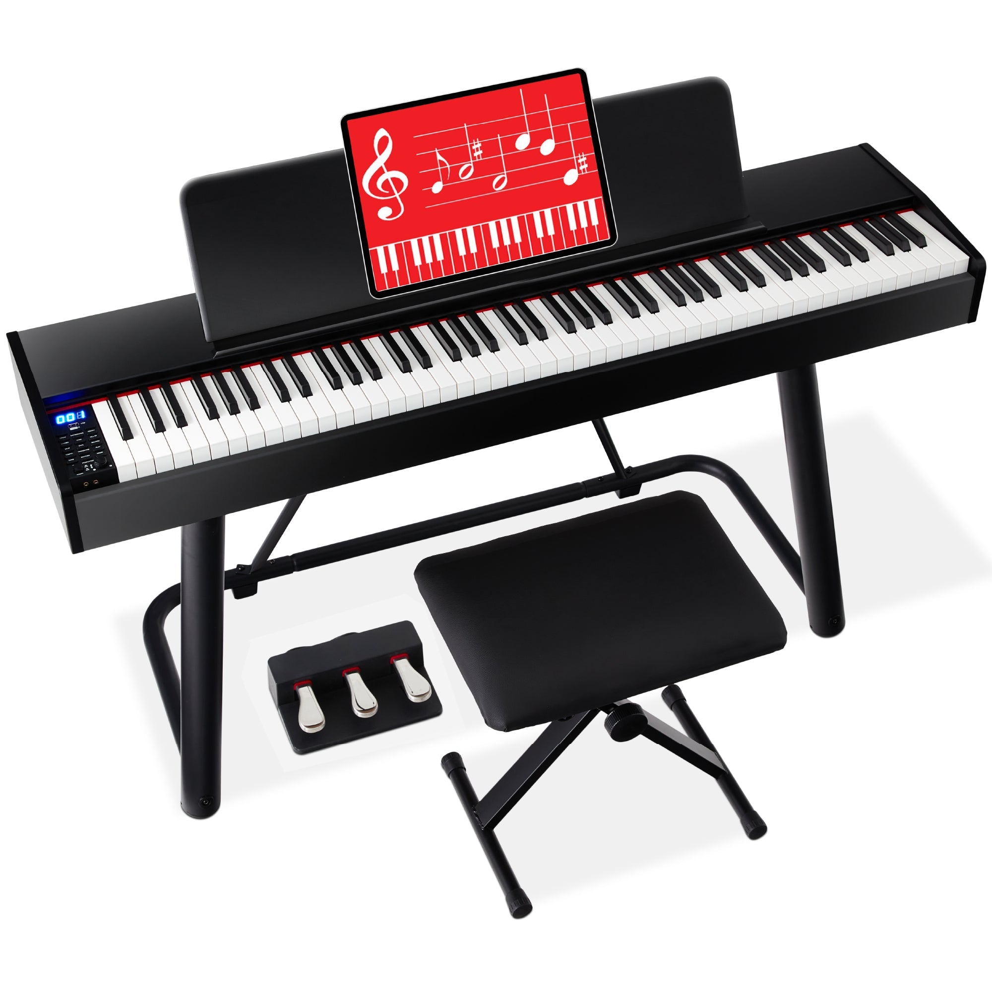 88-Key Weighted Full Size Digital Piano Set w/ U-Stand 3 Sustain Pedal Unit