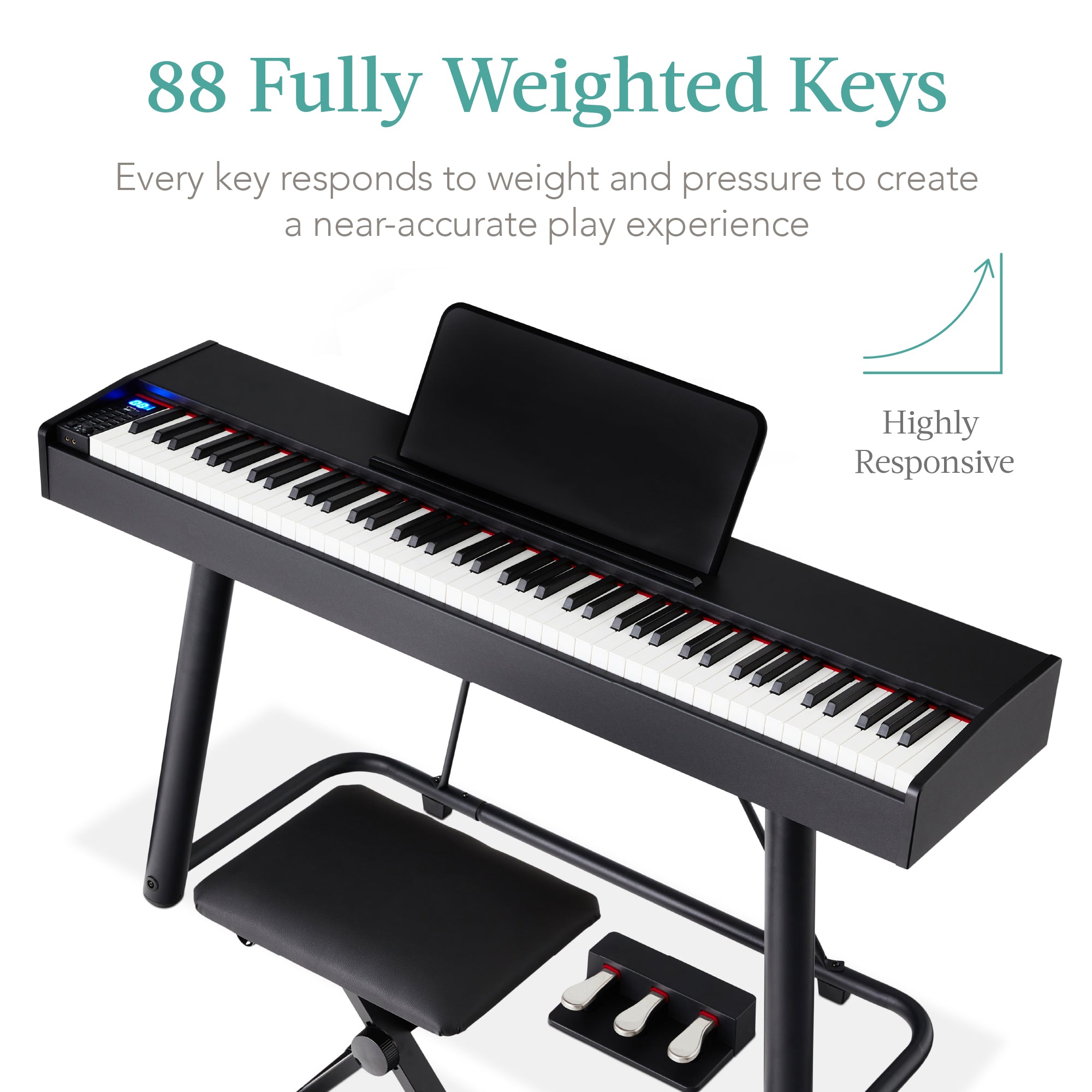 88-Key Weighted Full Size Digital Piano Set w/ U-Stand 3 Sustain Pedal Unit