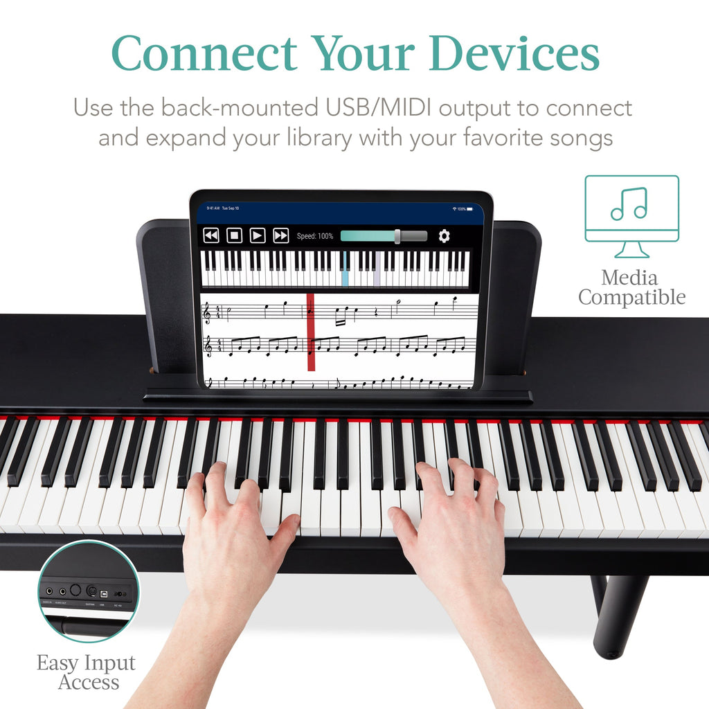88-Key Weighted Full Size Digital Piano Set w/ U-Stand 3 Sustain Pedal Unit