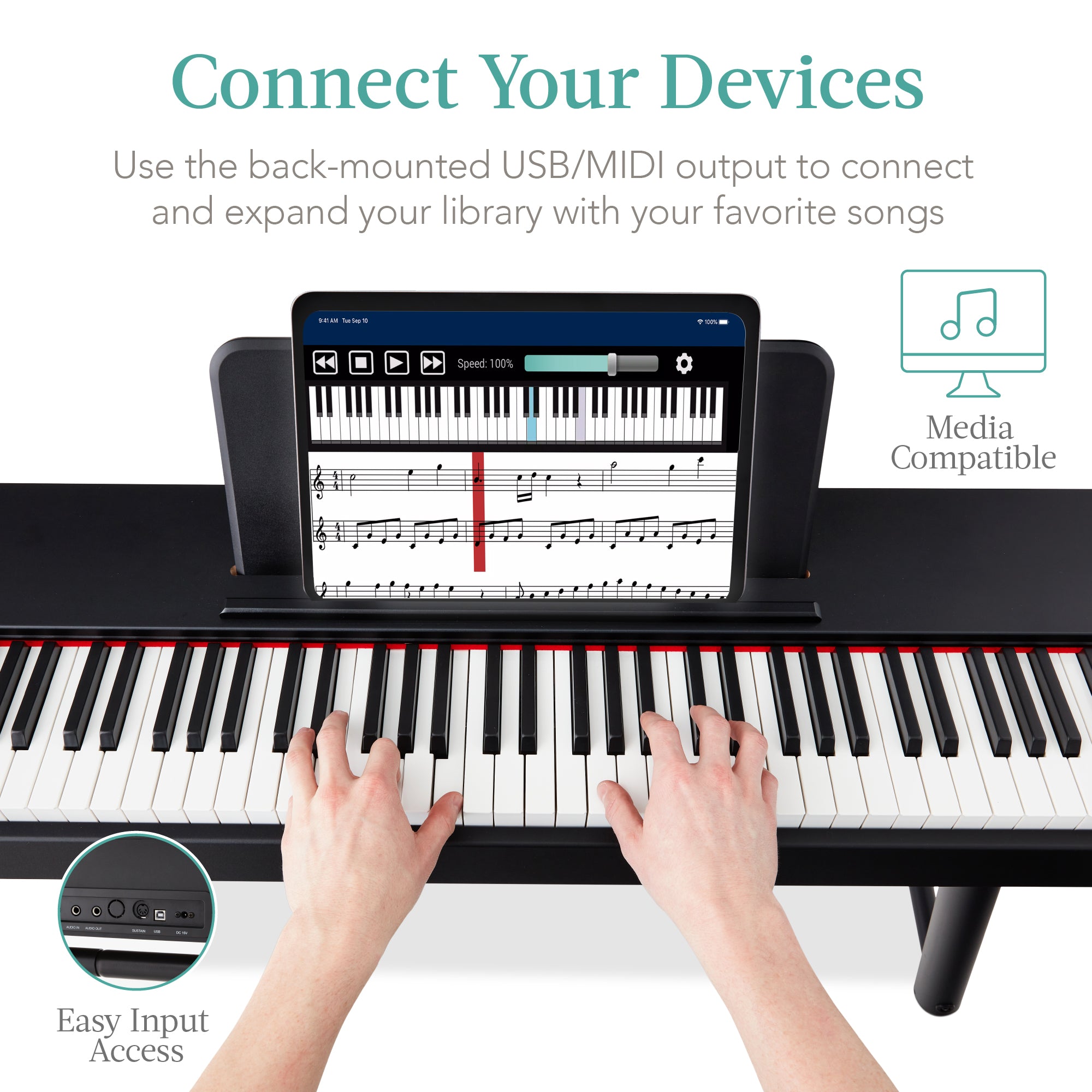 88-Key Weighted Full Size Digital Piano Set w/ U-Stand 3 Sustain Pedal Unit