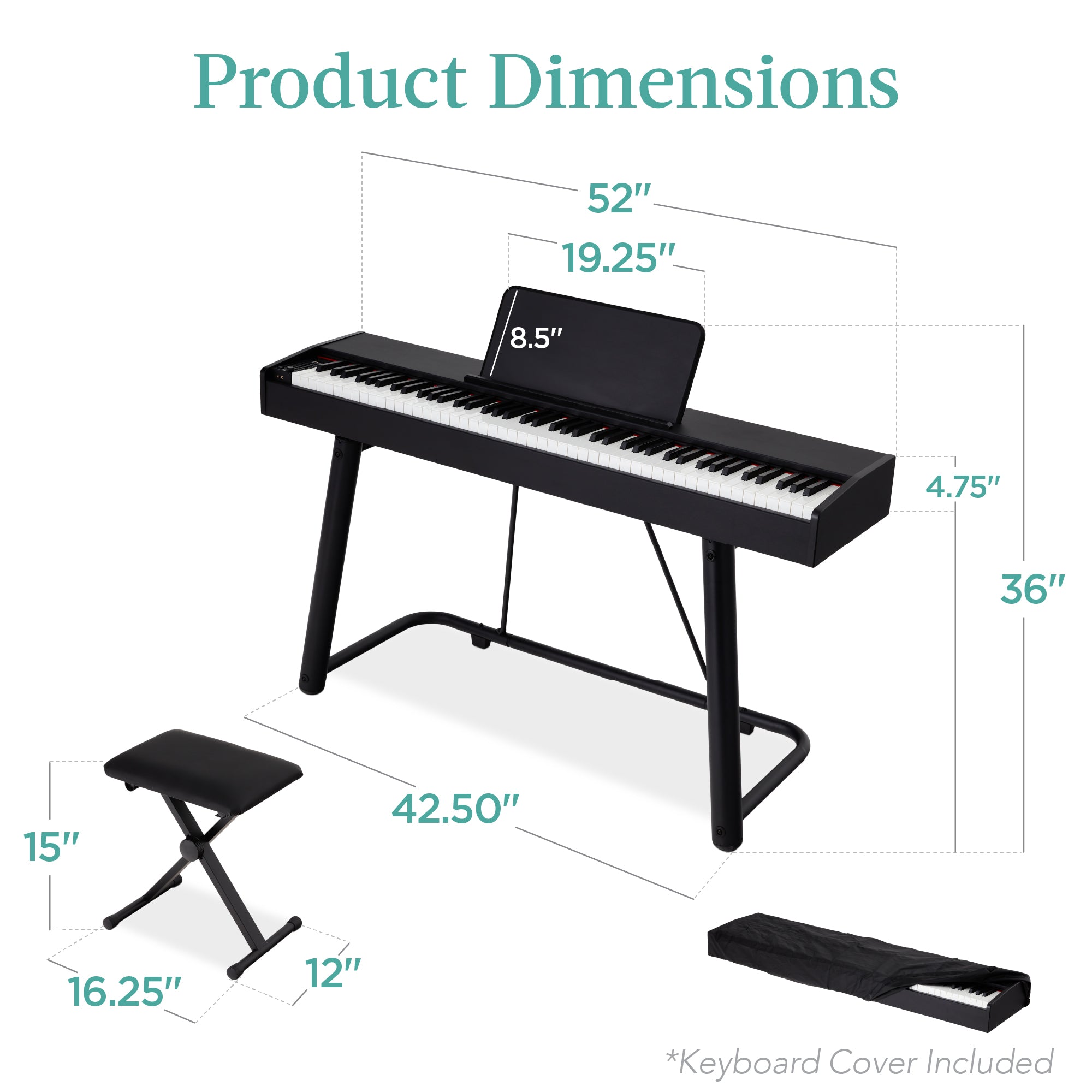 88-Key Weighted Full Size Digital Piano Set w/ U-Stand 3 Sustain Pedal Unit