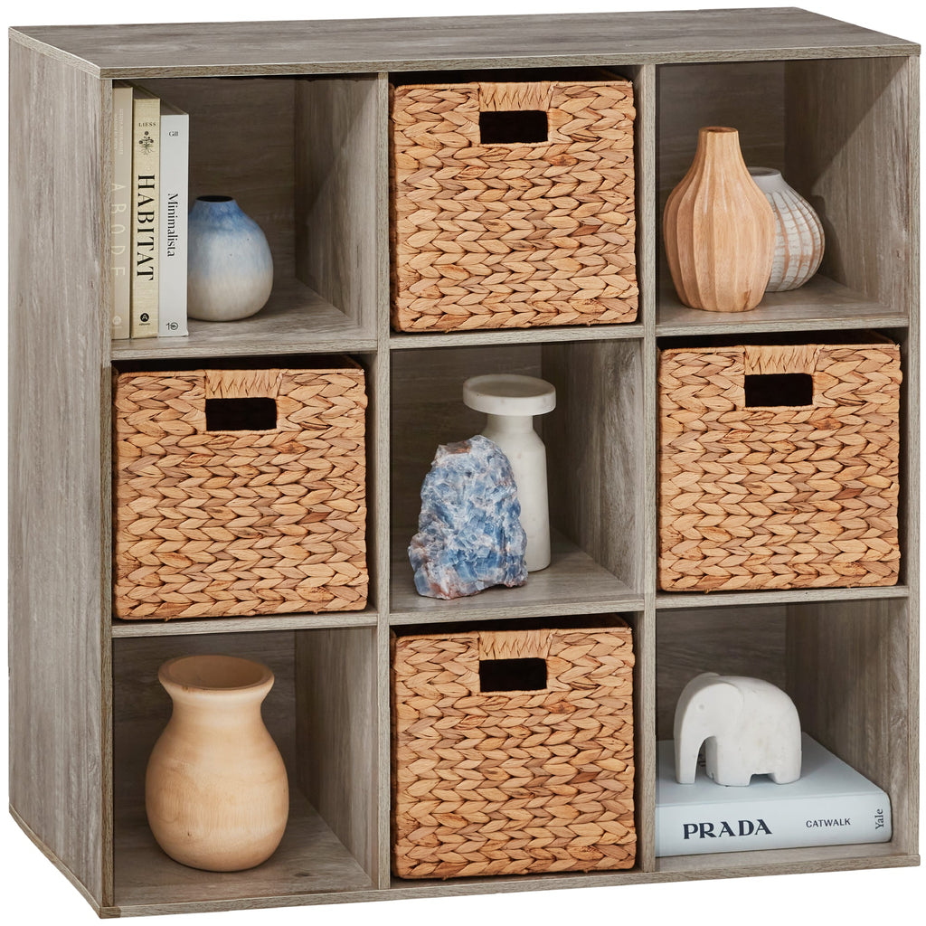 9-Cube Bookshelf Storage Display w/ 3 Removable Panels Customizable Design