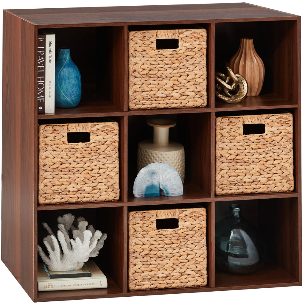 9-Cube Bookshelf Storage Display w/ 3 Removable Panels Customizable Design