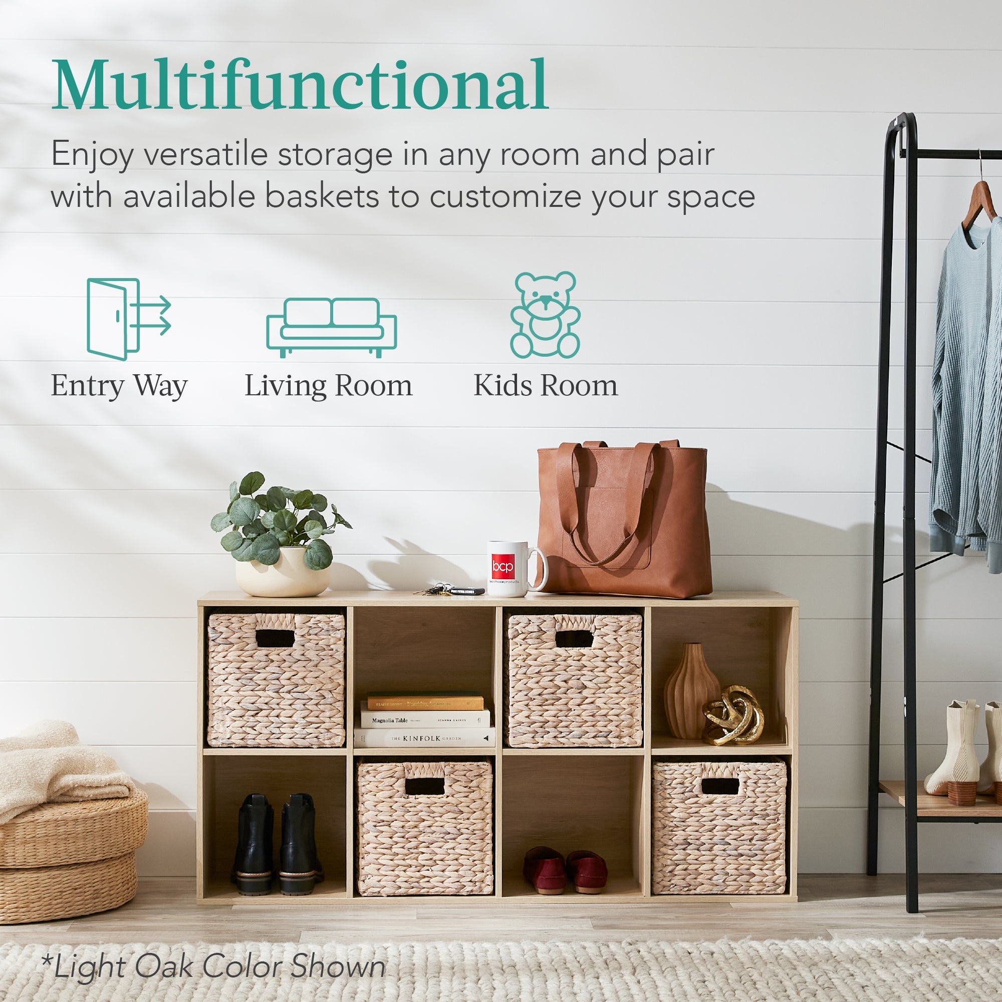 8-Cube Bookshelf 11in Storage Display w/ Removable Panels Customizable