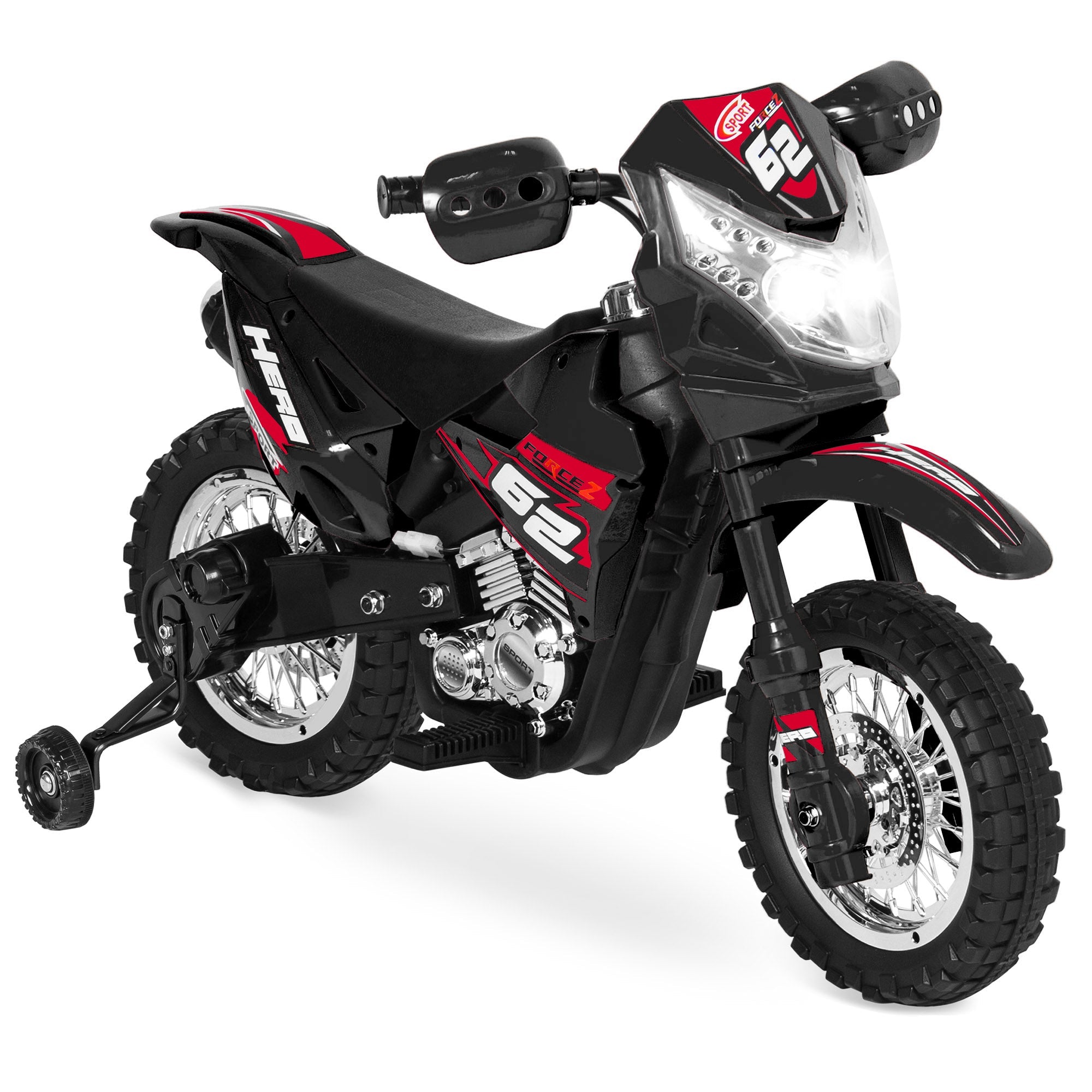 6V Kids Electric Ride-On Motorcycle Toy w/ Training Wheels Lights Music