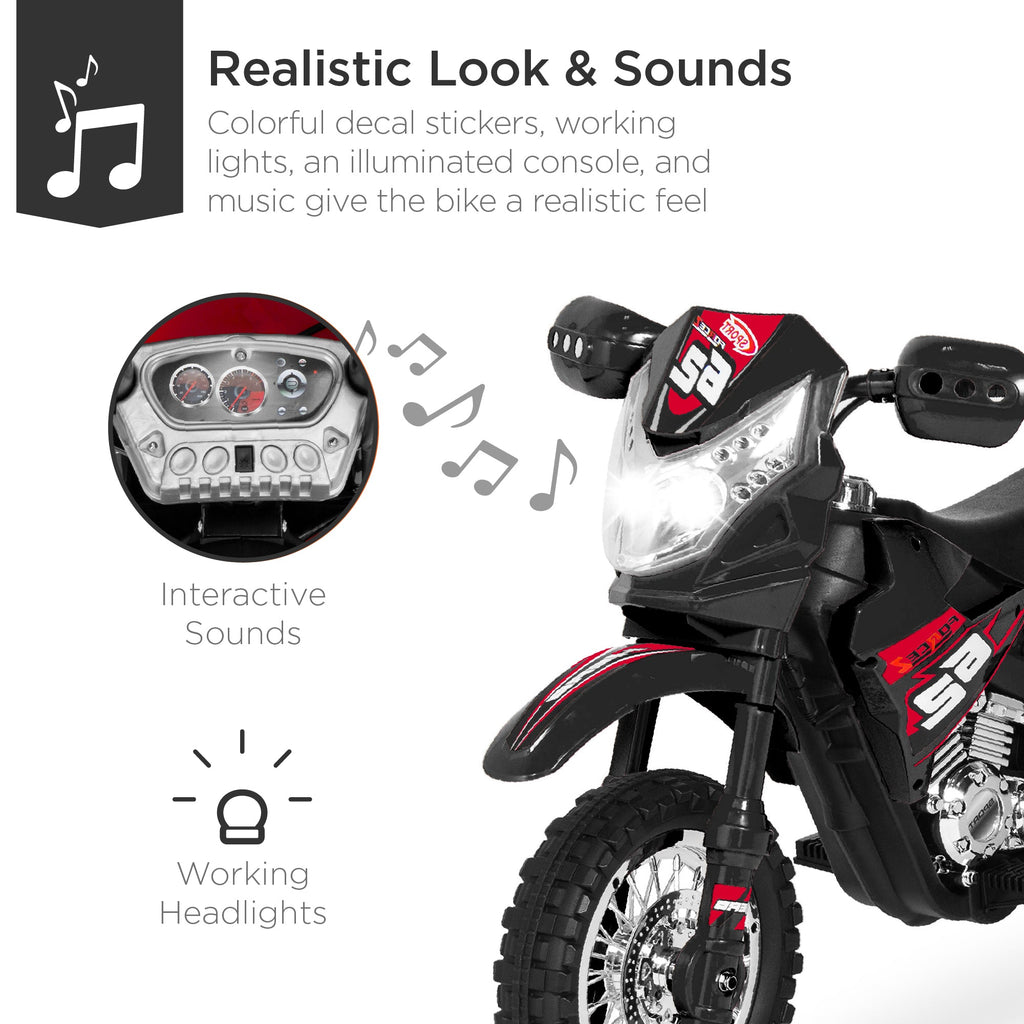 6V Kids Electric Ride-On Motorcycle Toy w/ Training Wheels Lights Music