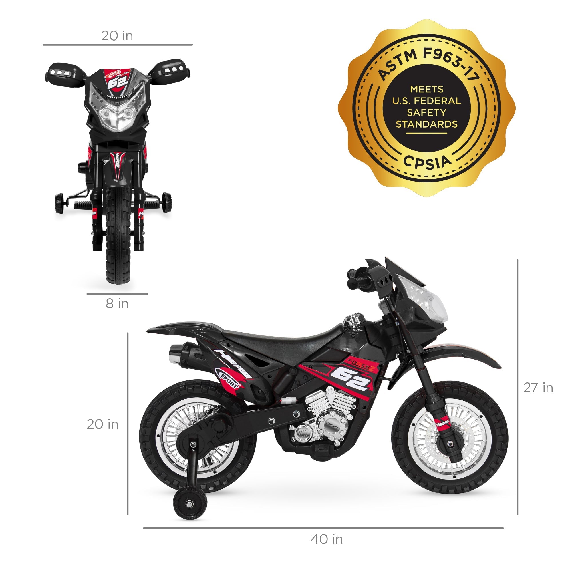 6V Kids Electric Ride-On Motorcycle Toy w/ Training Wheels Lights Music