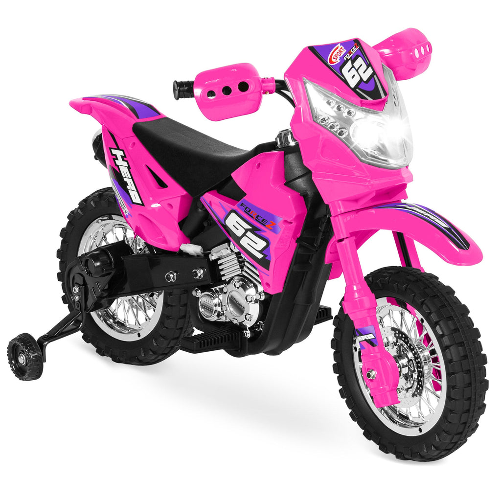 6V Kids Electric Ride-On Motorcycle Toy w/ Training Wheels Lights Music