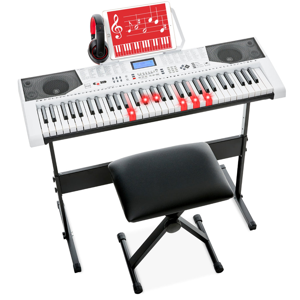 61-Key Beginners Electronic Keyboard Piano Set w/ Lighted Keys Headphones