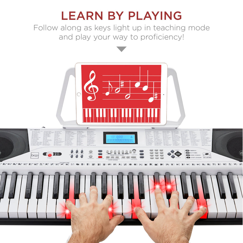 61-Key Beginners Electronic Keyboard Piano Set w/ Lighted Keys Headphones