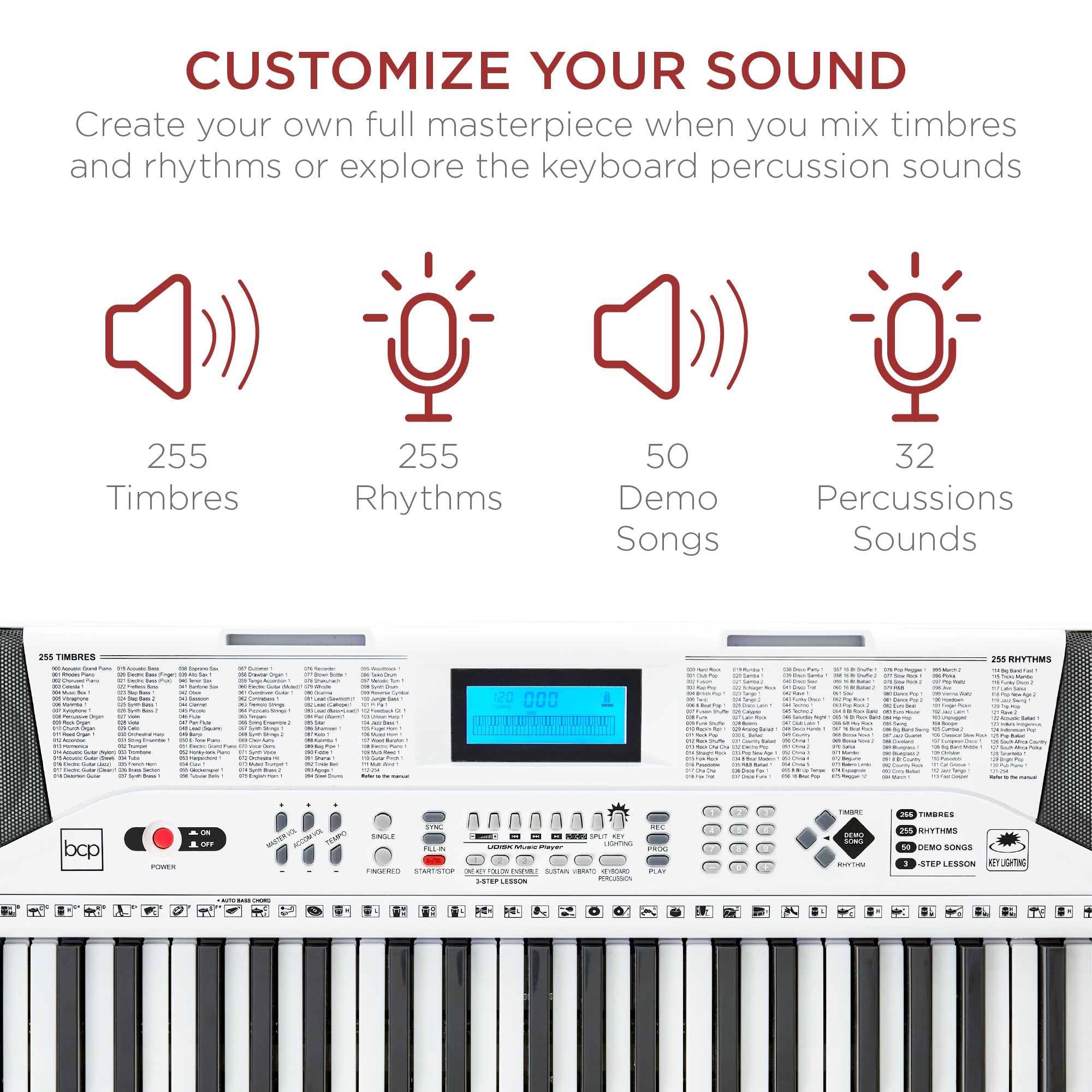61-Key Beginners Electronic Keyboard Piano Set w/ Lighted Keys Headphones