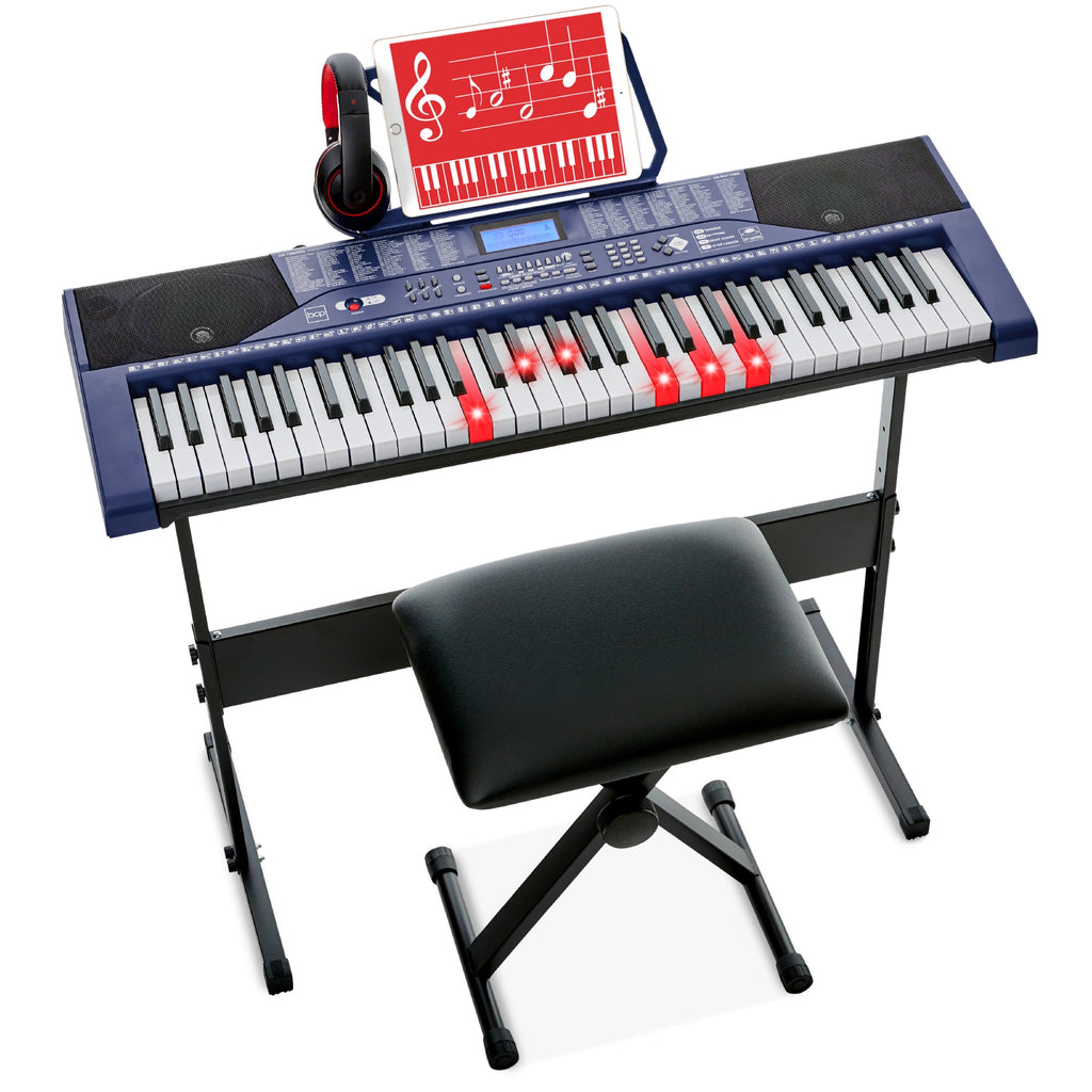 61-Key Beginners Electronic Keyboard Piano Set w/ Lighted Keys Headphones