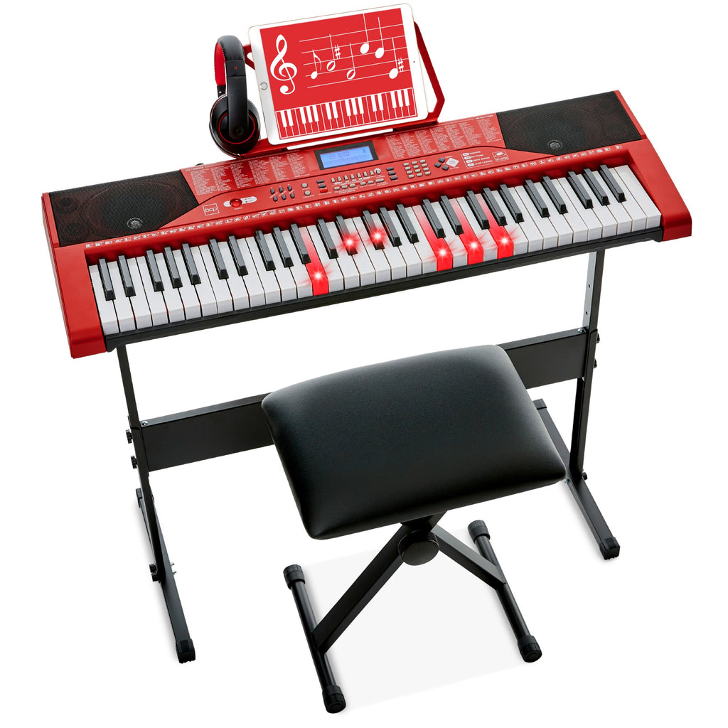 61-Key Beginners Electronic Keyboard Piano Set w/ Lighted Keys Headphones