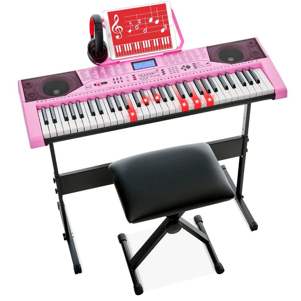 61-Key Beginners Electronic Keyboard Piano Set w/ Lighted Keys Headphones